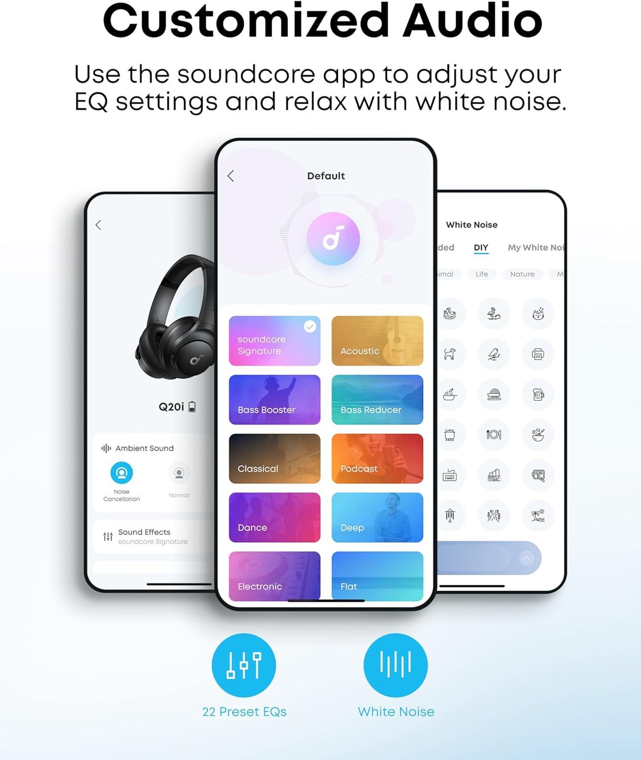 soundcore by Anker Q20i Hybrid Active Noise Cancelling Headphones, Wireless Over-Ear Bluetooth, 40H Long ANC Playtime, Hi-Res Audio, Big Bass, Customize via an App, Transparency Mode, Ideal for Travel