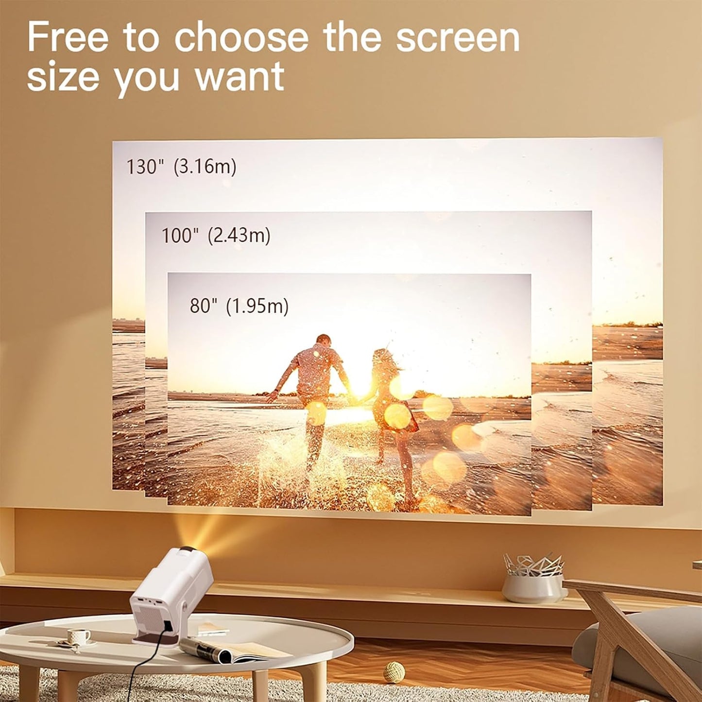 Mini Projector with WiFi and Bluetooth Built-in Android 11, 1080P 4K Support Portable Projector LYNCAST 180°Rotatable Upgrade HY300pro+ Projector for Home,Outdoor Use OptiBarrel 005