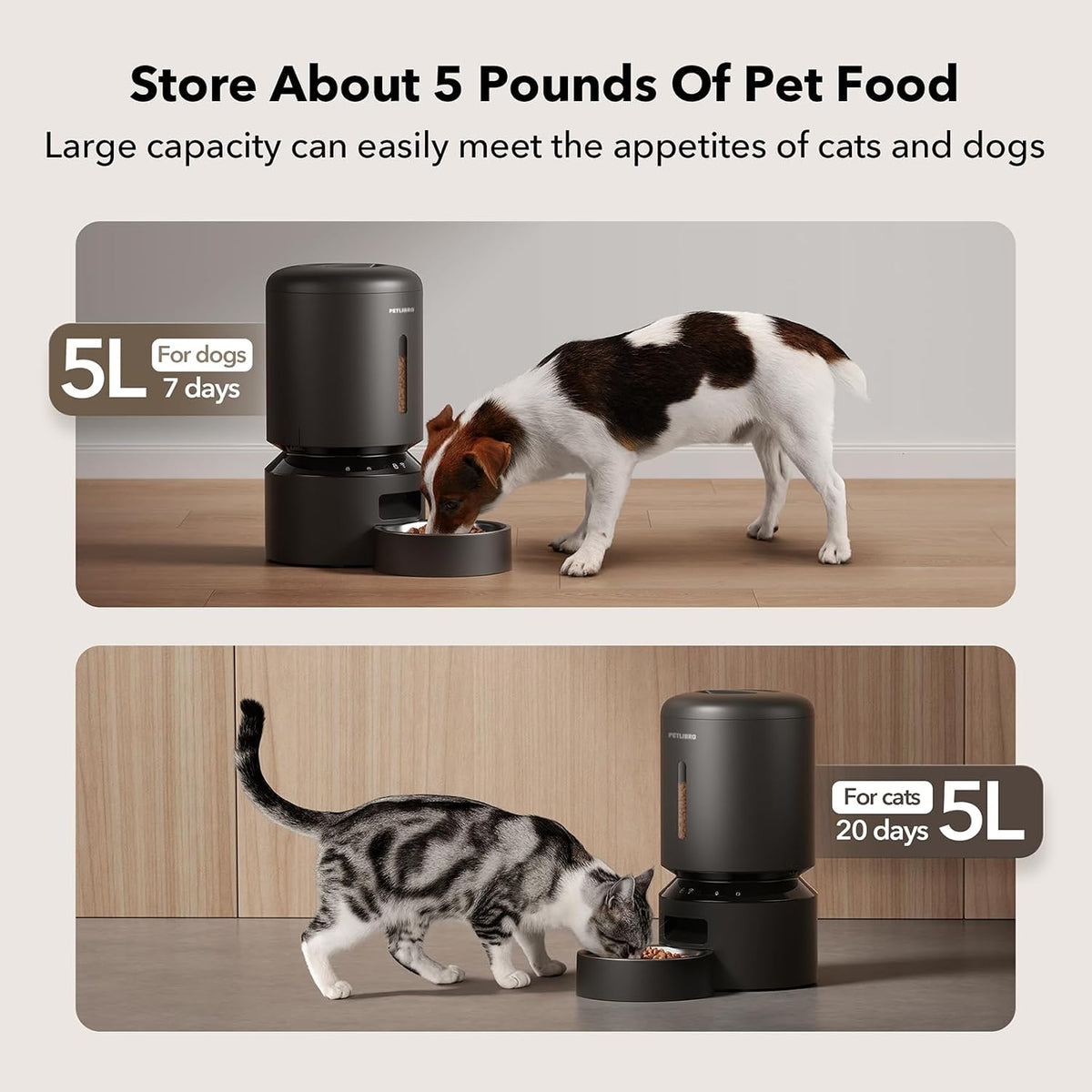 PETLIBRO Wi-Fi Automatic Cat Feeder with App Control, 5L, 180-Day Battery