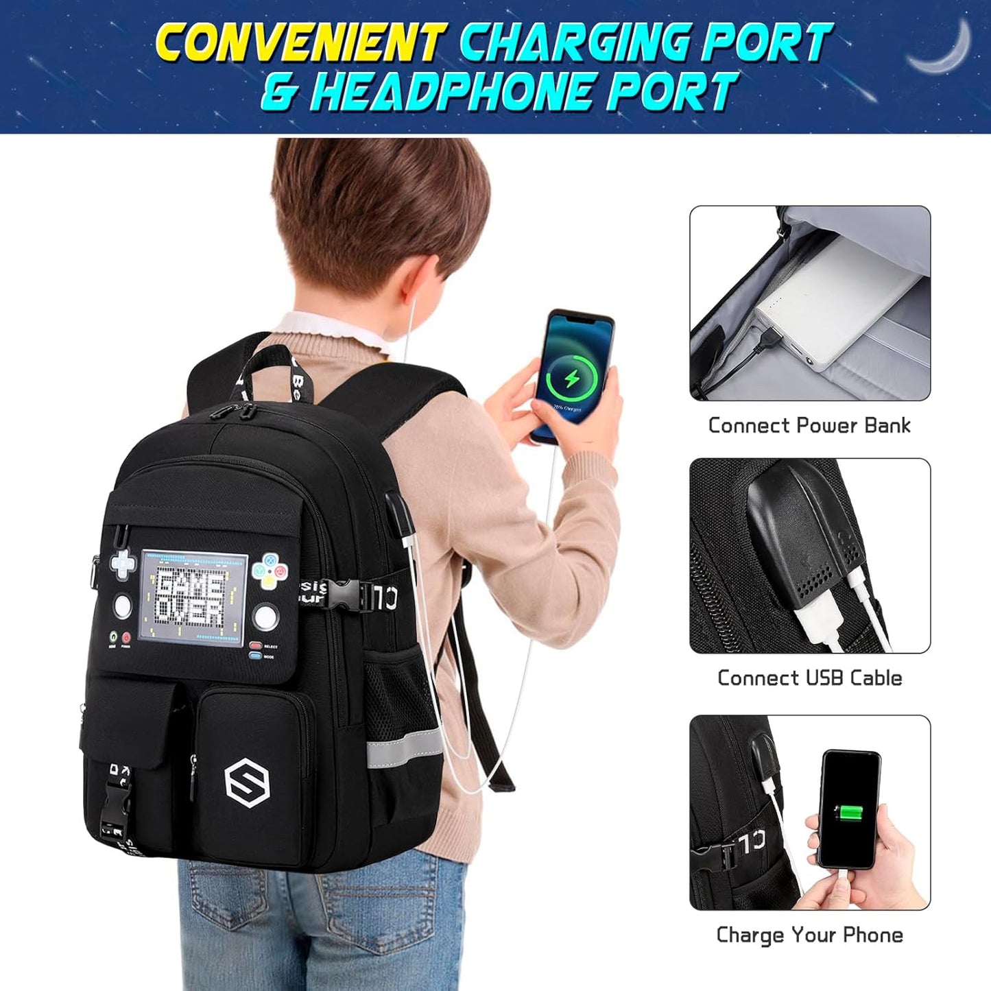 Scothen Cool Luminous School Backpacks for Boys