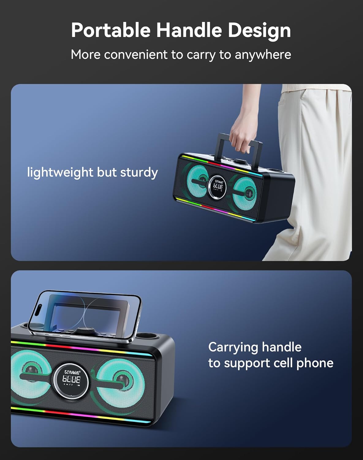 Karaoke Machine for Adults Kids with 2 UHF Wireless Microphones,Portable Bluetooth Singing PA Speaker System with LED Lights for Home Party,Outdoor/Indoor/Wedding,Church,Picnic,Birthday Gifts (SK1)