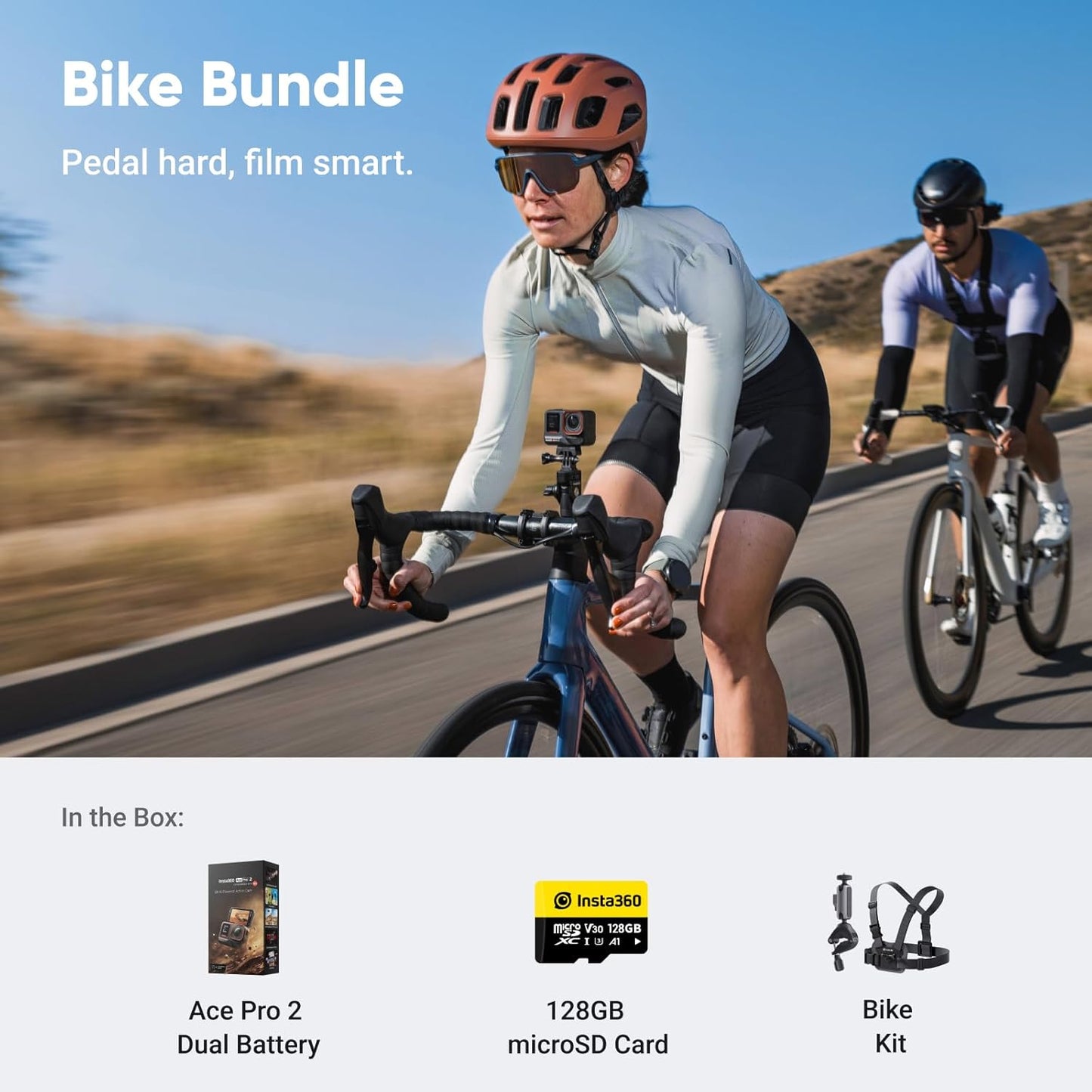 Insta360 Ace Pro 2 Get-Set Bundle- 8K Waterproof Action Camera Co-Engineered with Leica, 1/1.3" Sensor, Dual AI Chip, Leading Low Light, Superior Audio, Flip Screen & AI Editing, Dual Battery