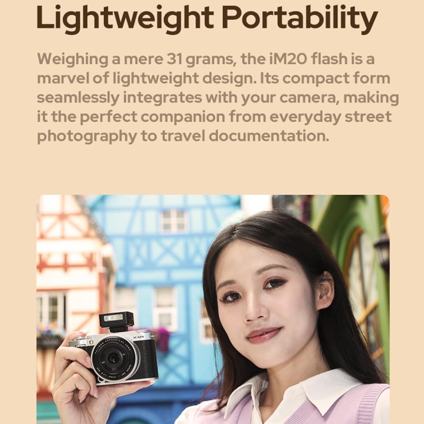 Godox iM20 Mini Flash Speedlight for Canon, Sony, Fuji, Nikon, Panasonic Olympus Pentax, 3s Recycle Time, Approx.440 Flash Times, Mini Camera Flash for Sony ZV1, etc DSLR (Built-in Lithium Battery)