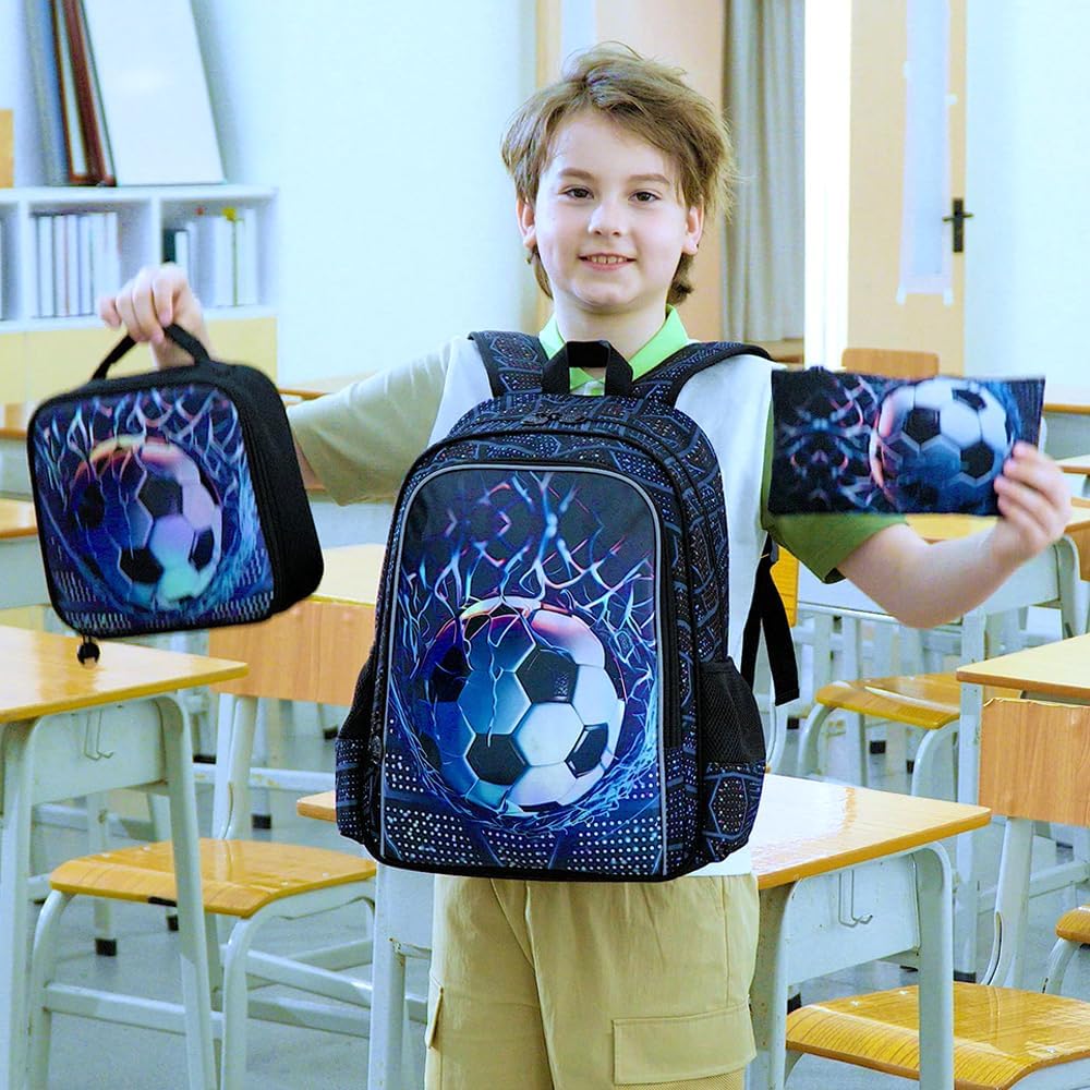 3pcs Backpack for Boys and Girls, 16” Kids Kindergarten Bookbag with Lunch Box, Cute Elementary Backpacks for Boy Girl