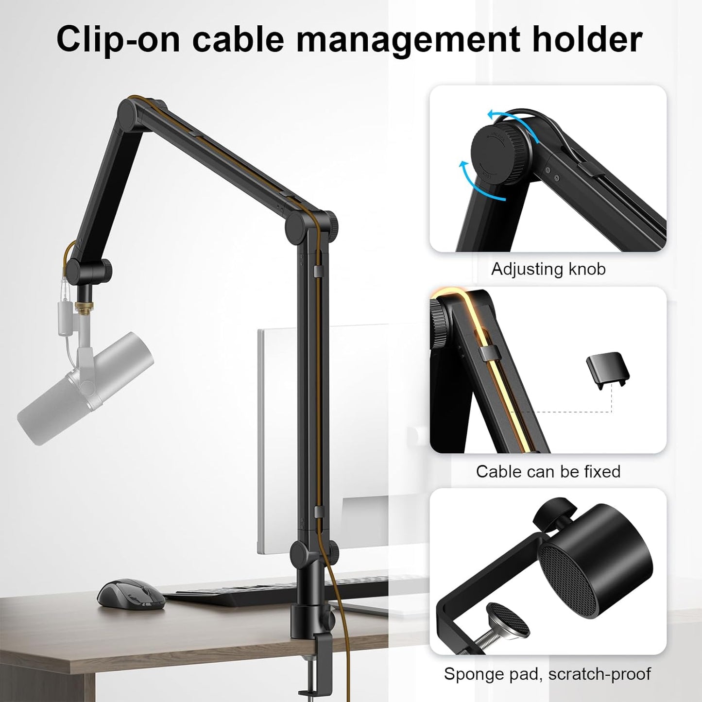 Microphone Arm,Aokeo AK-35 Microphone Desk Stand-Microphone Suspension Boom Scissor Arm Stand For Blue Yeti,Blue Snowball iCE,QuadCast,Elgato