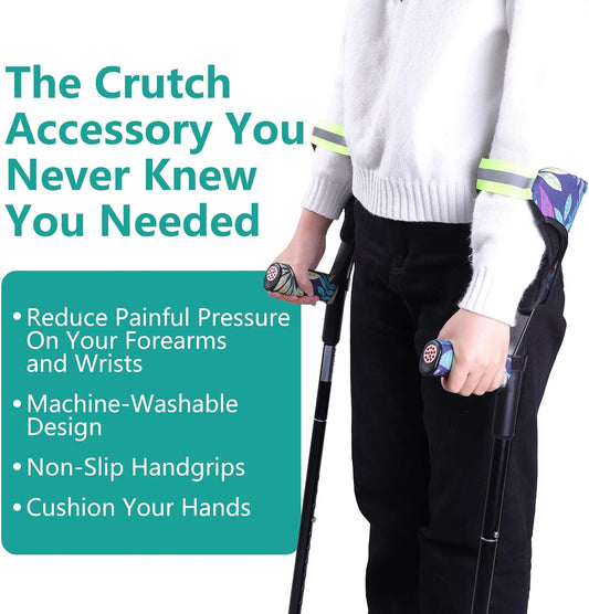Forearm Crutch Pads and Hand Grip Covers for Open Cuff Crutches