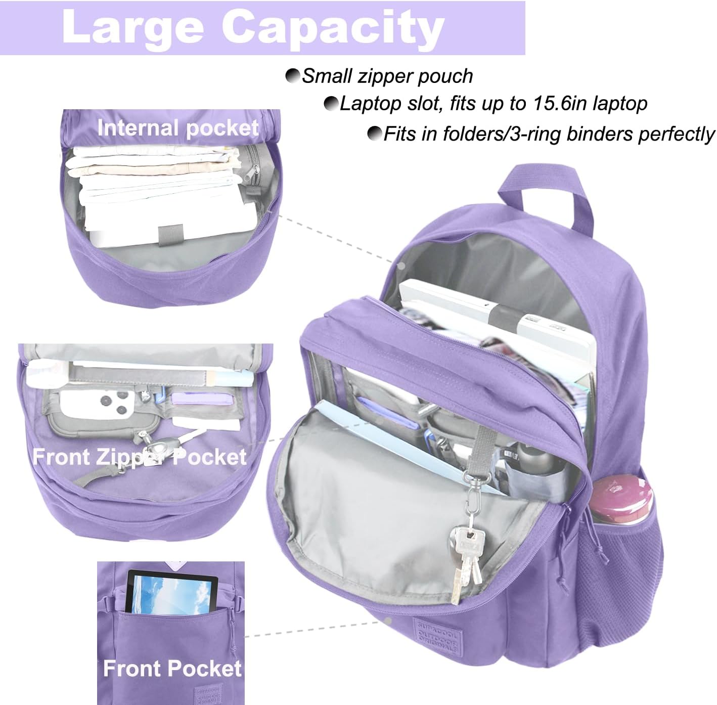 SUPACOOL Lightweight Casual Backpack for Men and Women, Large Backpack for School Boys and Girls