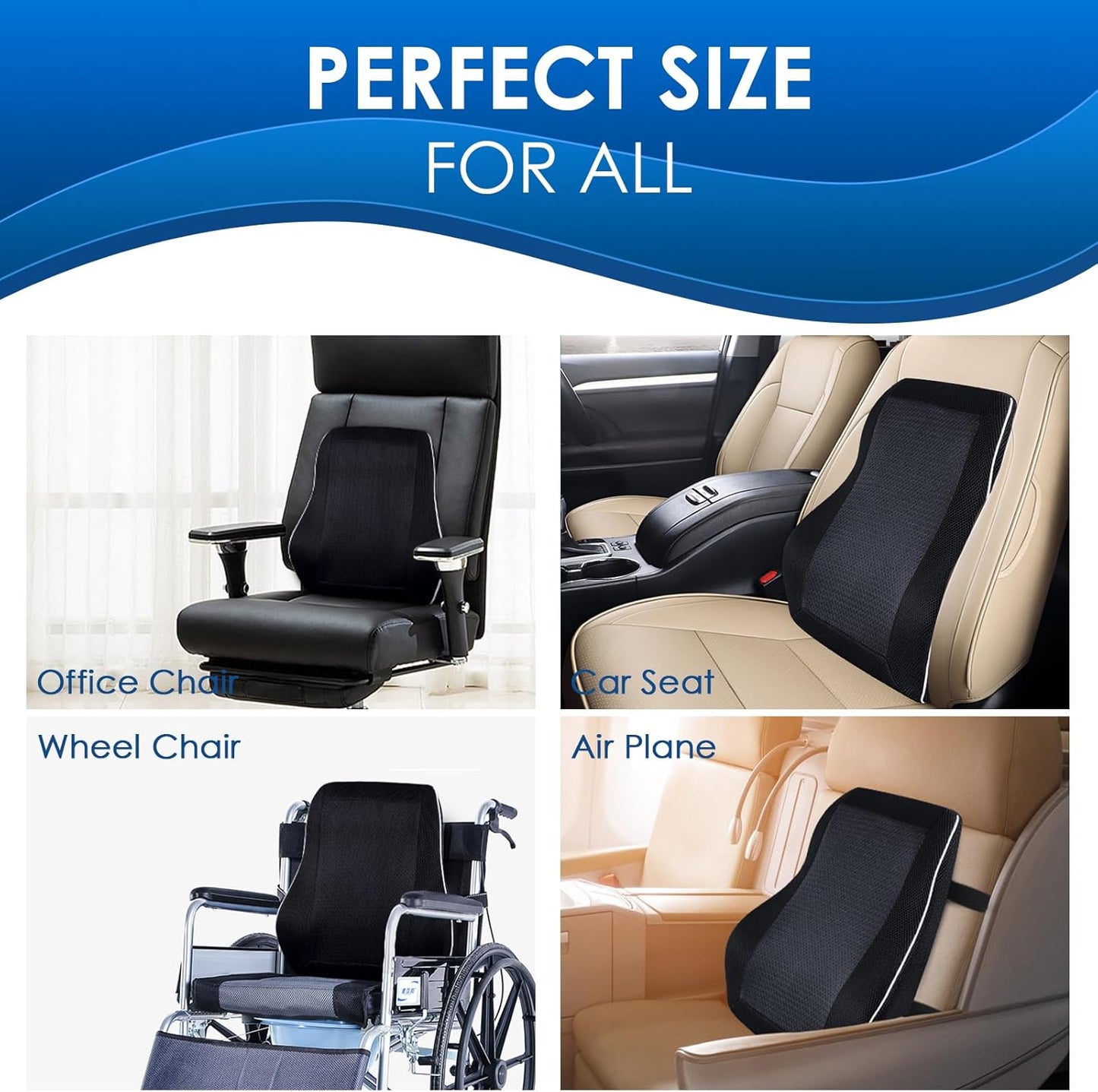 Gel Lumbar Support for Office Chair Back Support for Lower Back Pain Relief Cooling Chair Back Support Cushion Improves Posture Back Rest Memory Foam Back Support Pillow for Gaming Chair, Driving Seat