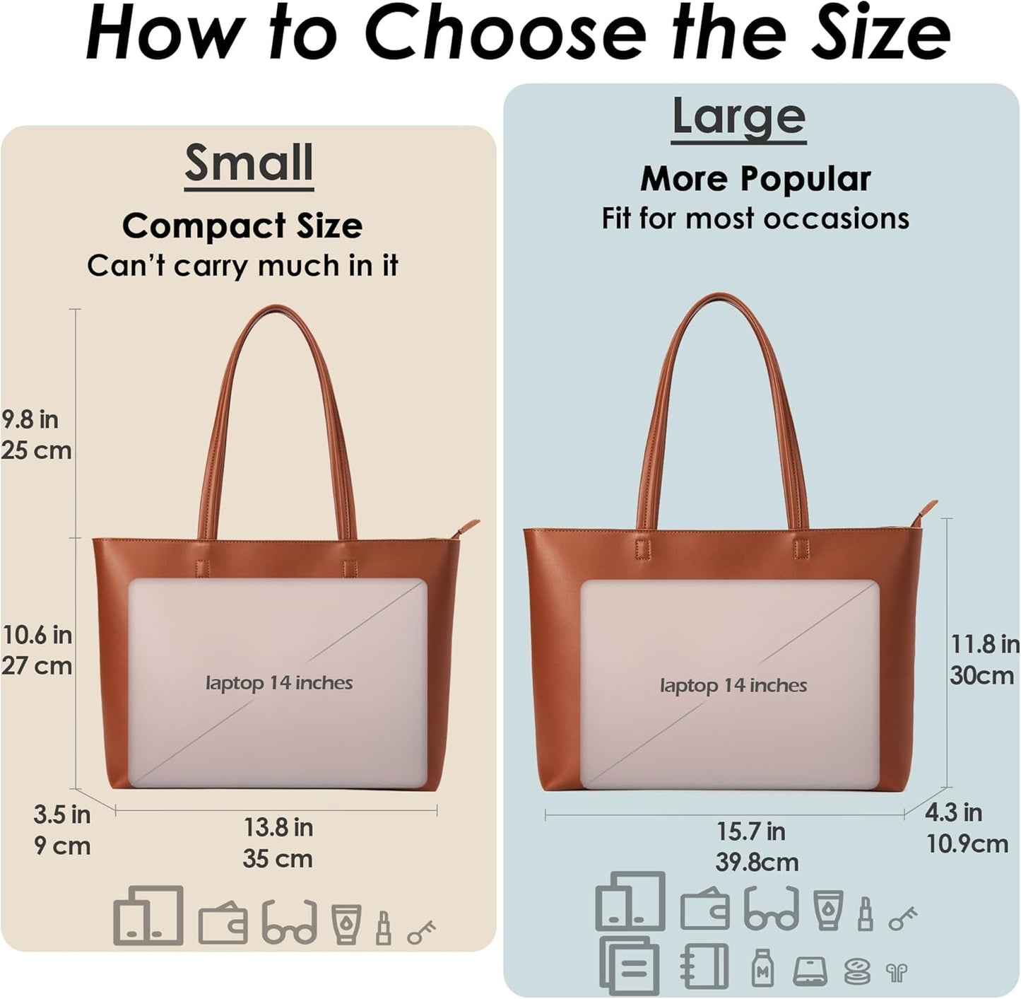 KALIDI Tote Bag Zipper Shoulder Bag Faux Leather Purses for Women Large Casual Handbag Work Dating College