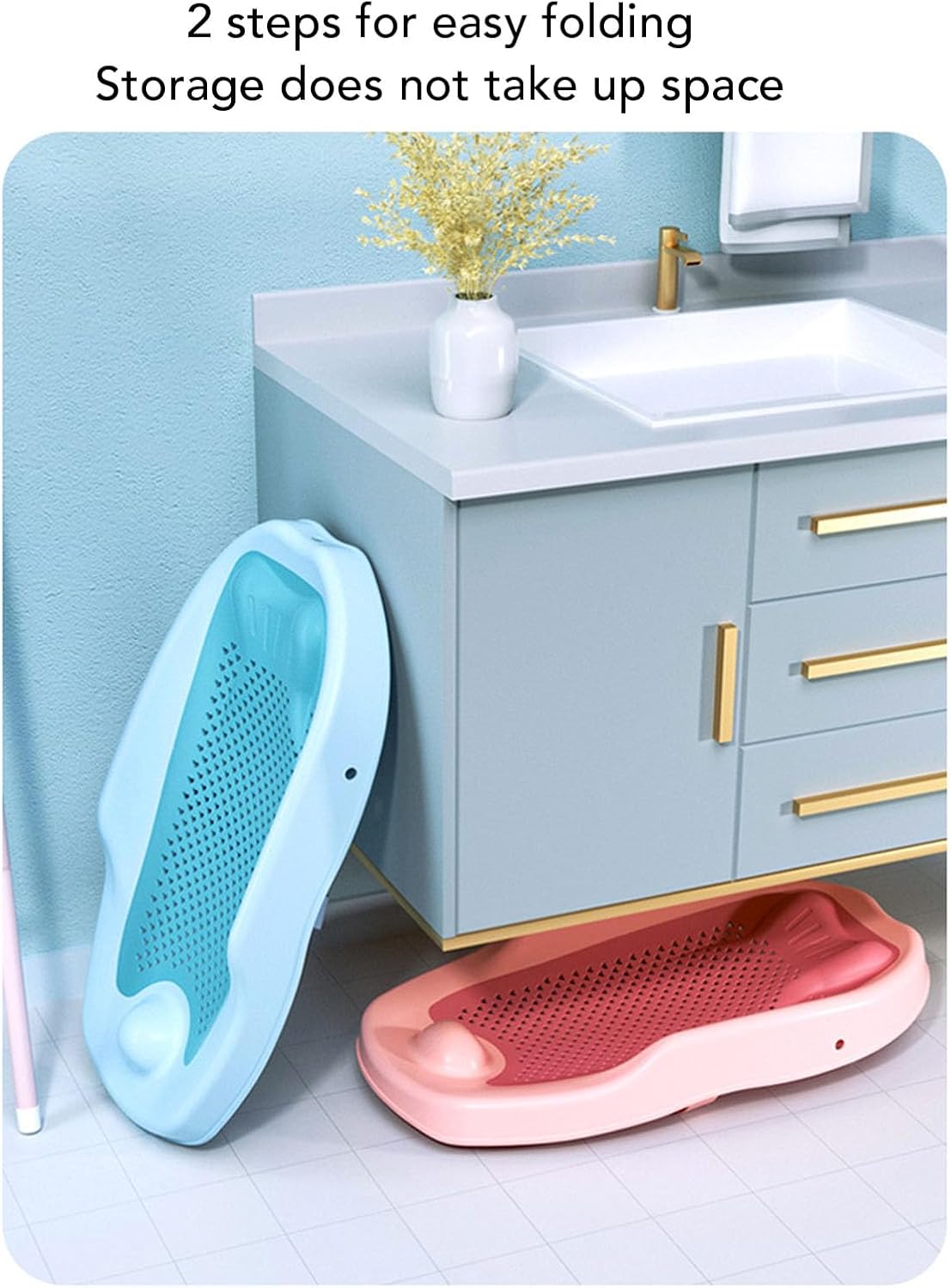 Baby Bath Support Portable Infant Bathtub Soft Back Curve Security Blue Newborn Bathtub Support Infant Bathtub Support Foldable Baby Bathtub Support Baby Shower Support Baby