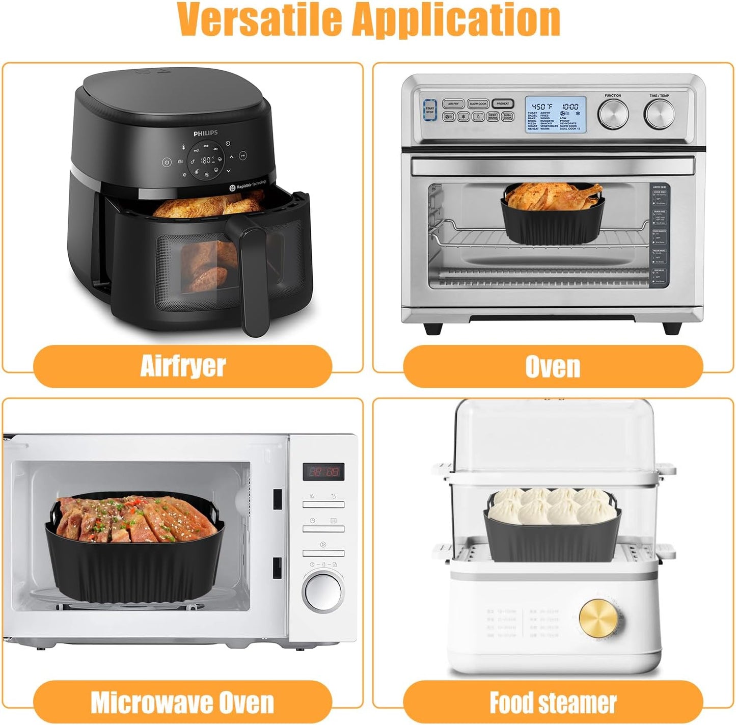 Silicone Air Fryer Liner, 3 PCS 9 Inch Square Air Fryer Basket Liners,Silicone Tray, Air Fryer Inserts for 6 to 9 QT, Reusable Air Fryer Accessories for Cosori Philips Ninja Oven Microwave