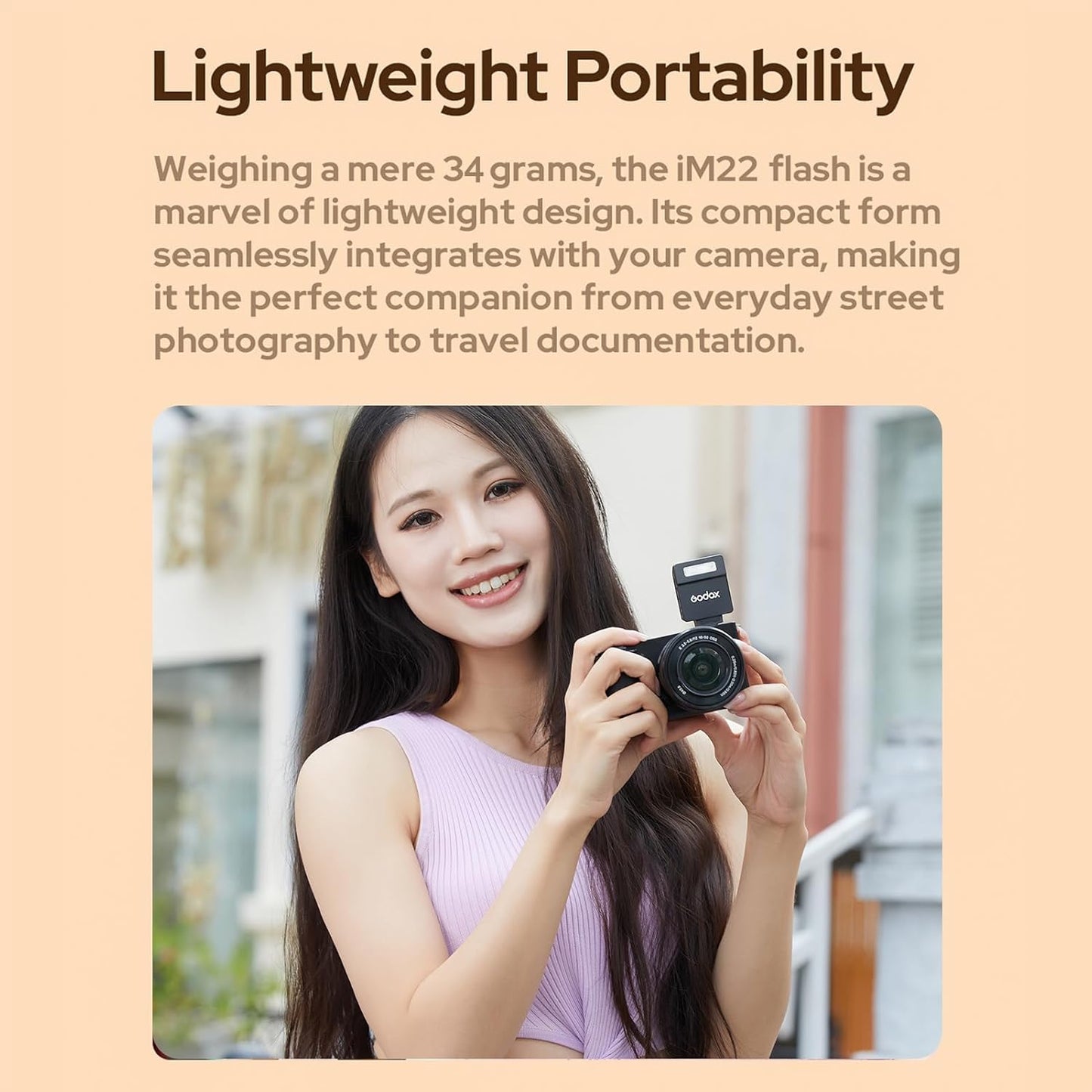 Godox iM20 Mini Flash On-Camera Speedlite with 5 Power Levels, 3s Recycle Time, 440 Full Power Flashes, Built-in Battery Replacement for Canon Nikon Sony Mirrorless Cameras