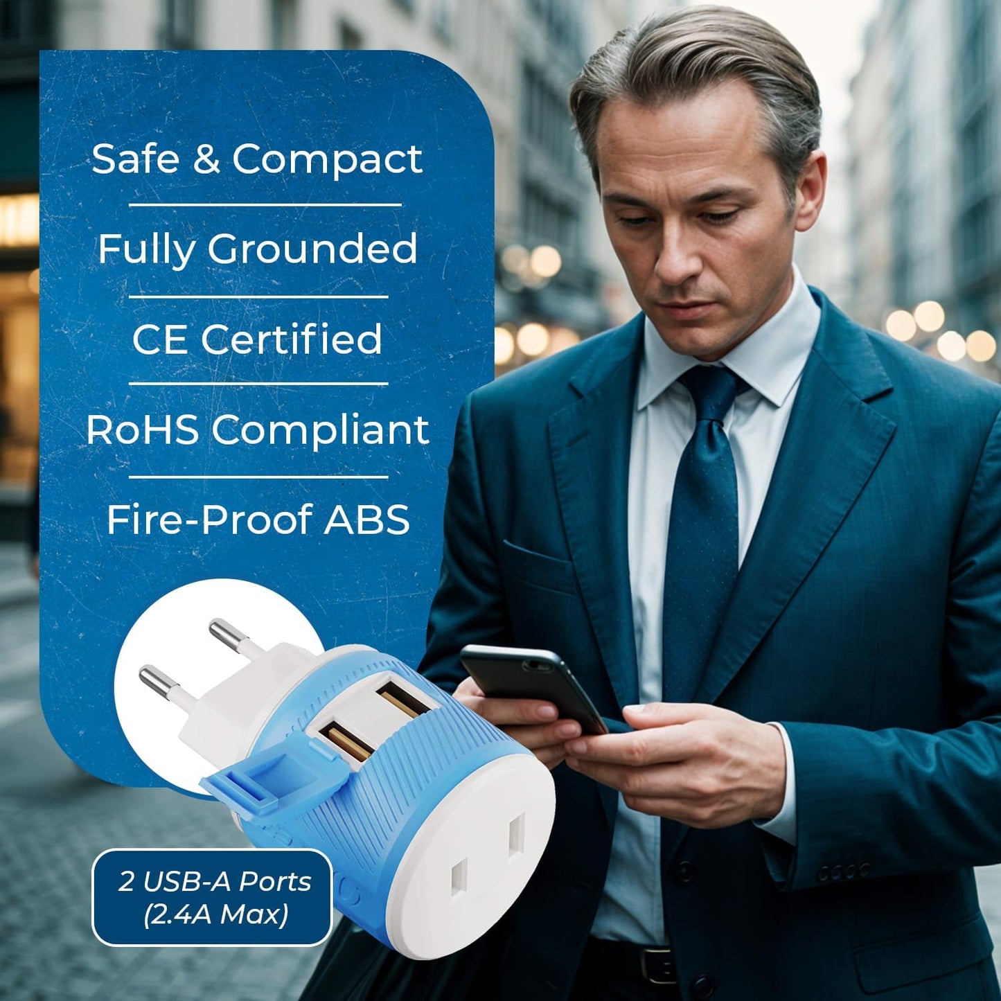 OREI South Africa, Botswana, Namibia Travel Plug Adapter with Dual USB - USA Input - Type M (U2U-10L), Will work with Cell Phones, Camera, Laptop, Tablets, iPad, iPhone