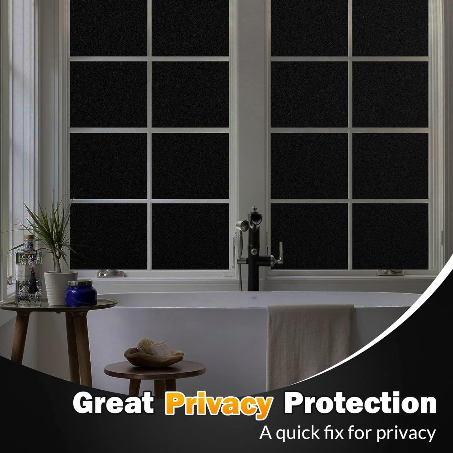 rabbitgoo Window Films for Privacy, Static Cling Frosted Glass Sticker, Non-Adhesive Privacy Film Sun Blocking Window Covering Frosting Vinyl Bathroom Sliding Glass Door, 44.5 x 200cm, Pure Frosted
