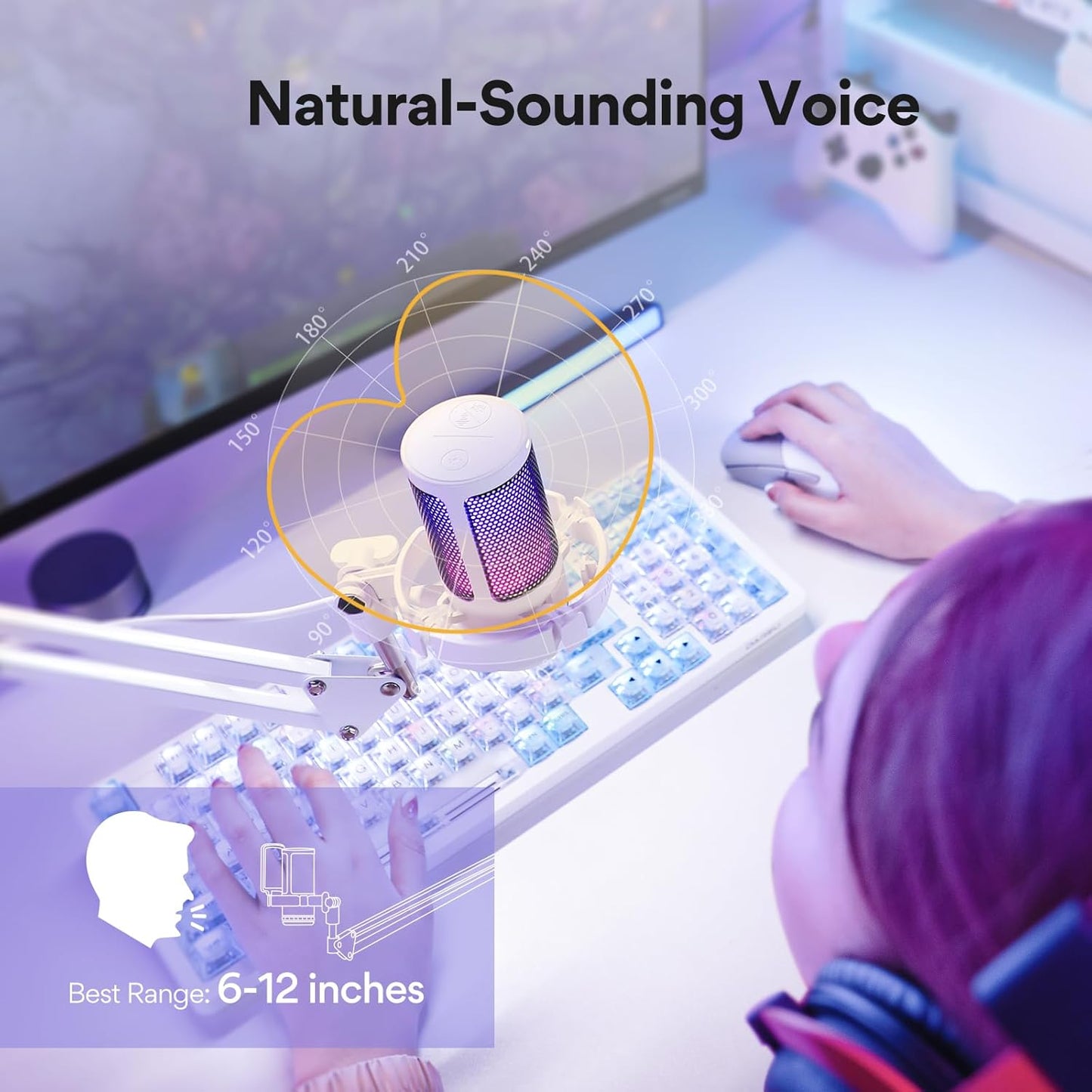 MAONO Gaming USB Microphone, Noise Cancellation Condenser mic with Mute, Gain, Monitoring, Boom Arm for Streaming, Podcast, Vocal, Twitch, YouTube, Discord, PC, Computer, PS4, PS5, Mac, DGM20S
