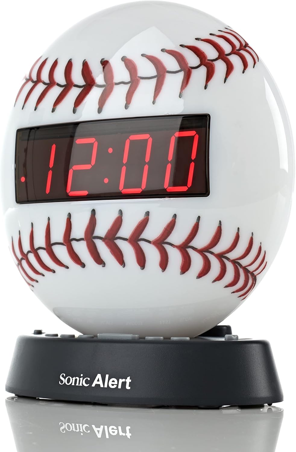 Sonic Alert Baseball Alarm Clock Nightlight for Heavy Sleepers - Loud & Compact Alarm Clock for Bedroom - Battery Backup & Full Range Dimmer - Easy to Set Digital Alarm Clock for Kids - AUX Connection