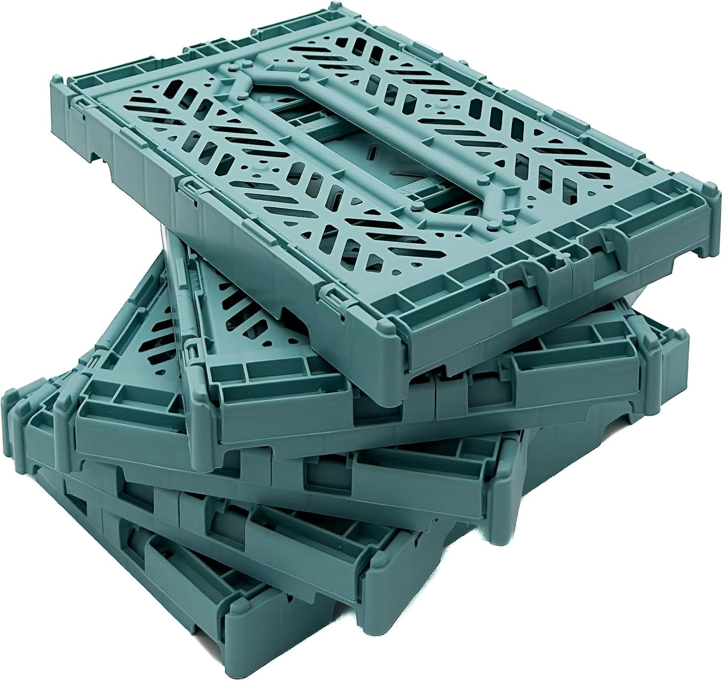 AYKASA Collapsible Storage Bins, Plastic Crate for Storage, Collapsible Crate, Utility Stackable Box (Small, Arctic blue)