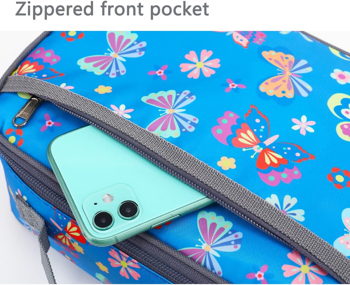 FlowFly Kids Lunch Box Insulated Soft Bag Mini Cooler Back to School Thermal Meal Tote Kit for Girls, Boys, Black