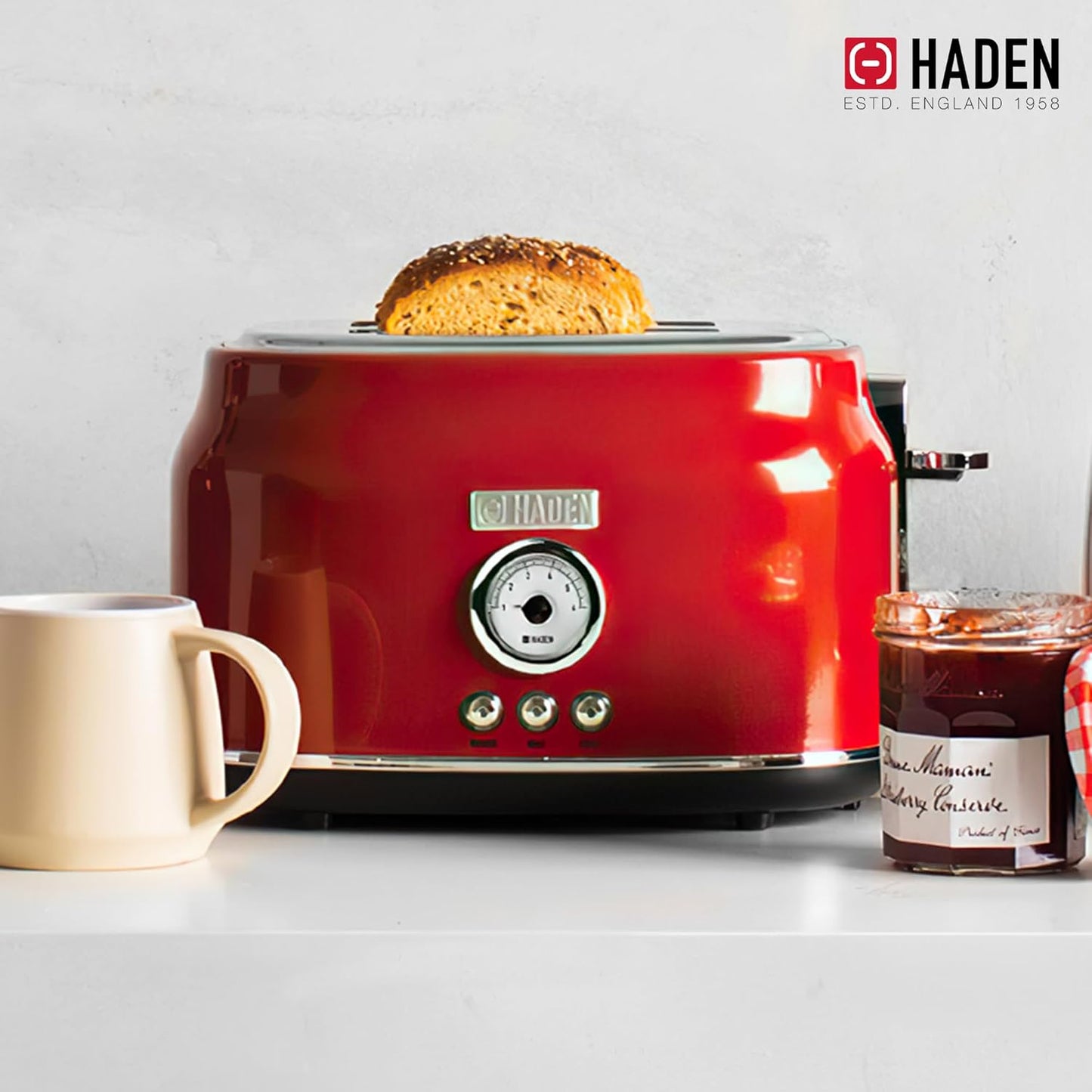 Haden Dorset 75083 Stainless Steel 1500W Retro Toaster 4 Slice Wide Slot w/Removable Crumb Tray and Settings, Black/Copper Toasters w/Adjustable Browning Control, Smart Toaster