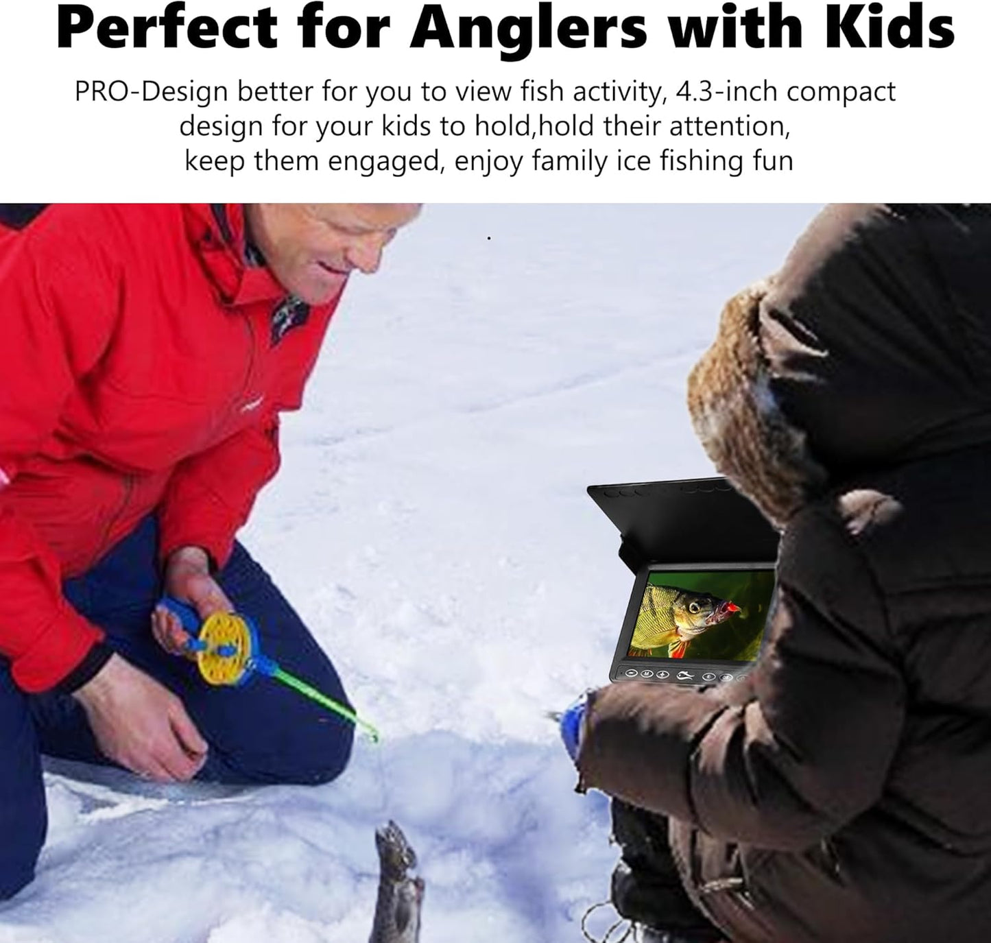 FishPRO Underwater Fishing Camera - MOQCQGR 4.3'' (NO Need Learn) Ice Fishing Camera Underwater, 3-Grade IR Lighting, 4X Zoom, 1000TVL Ice Fishing Fish Finder for Boat Lake Kayak Ice Fishing