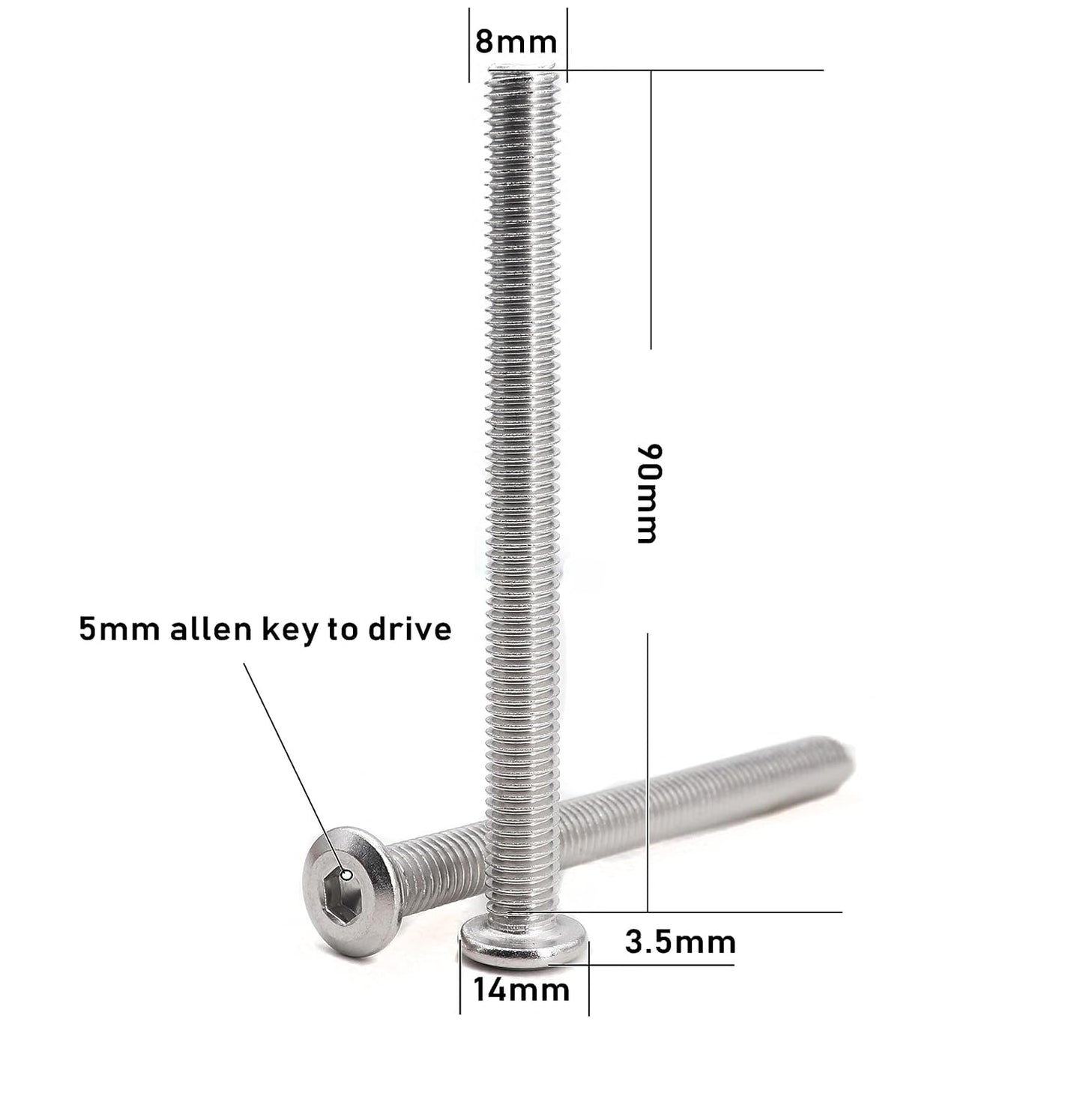 binifiMux 4pcs M10-1.25 x 70mm Serrated Flanged Hex Bolts Flange Hexagon Screws, Stainless Steel 18-8 (304), Plain Finish, DIN 6921