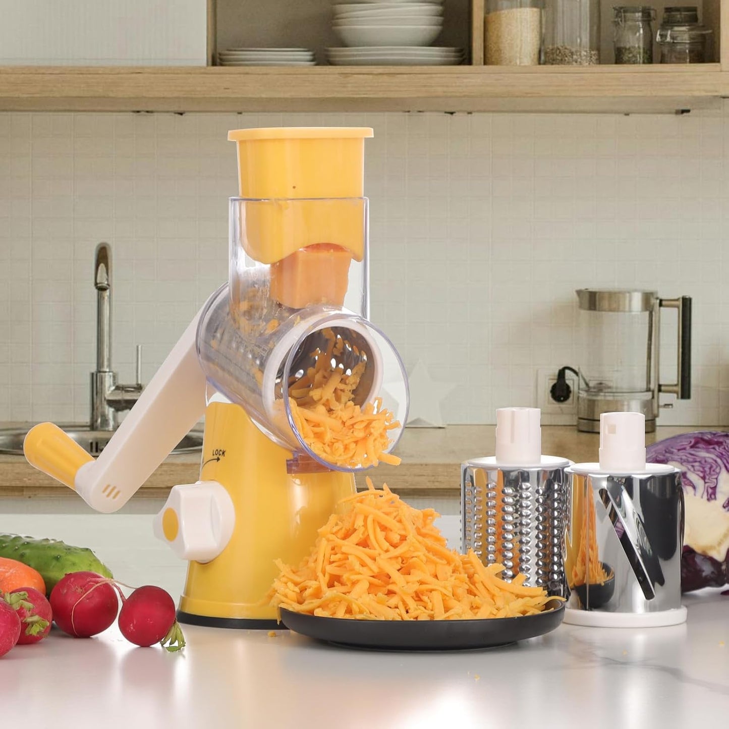 Purilite Select Rotary Cheese Grater with 3 Stainless Steel Blades