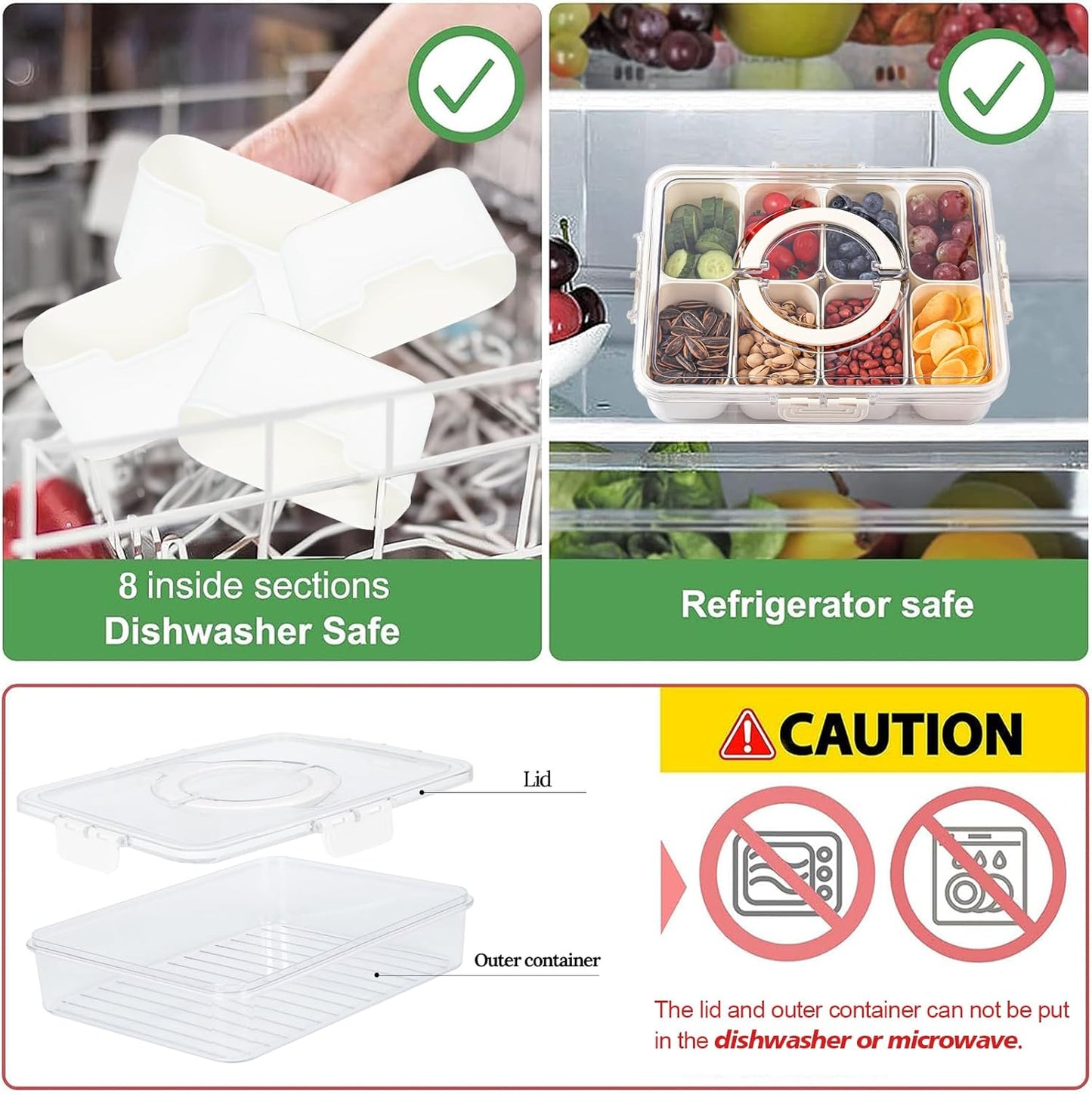 Purilite Select Clear Compartmentalized Snack Box