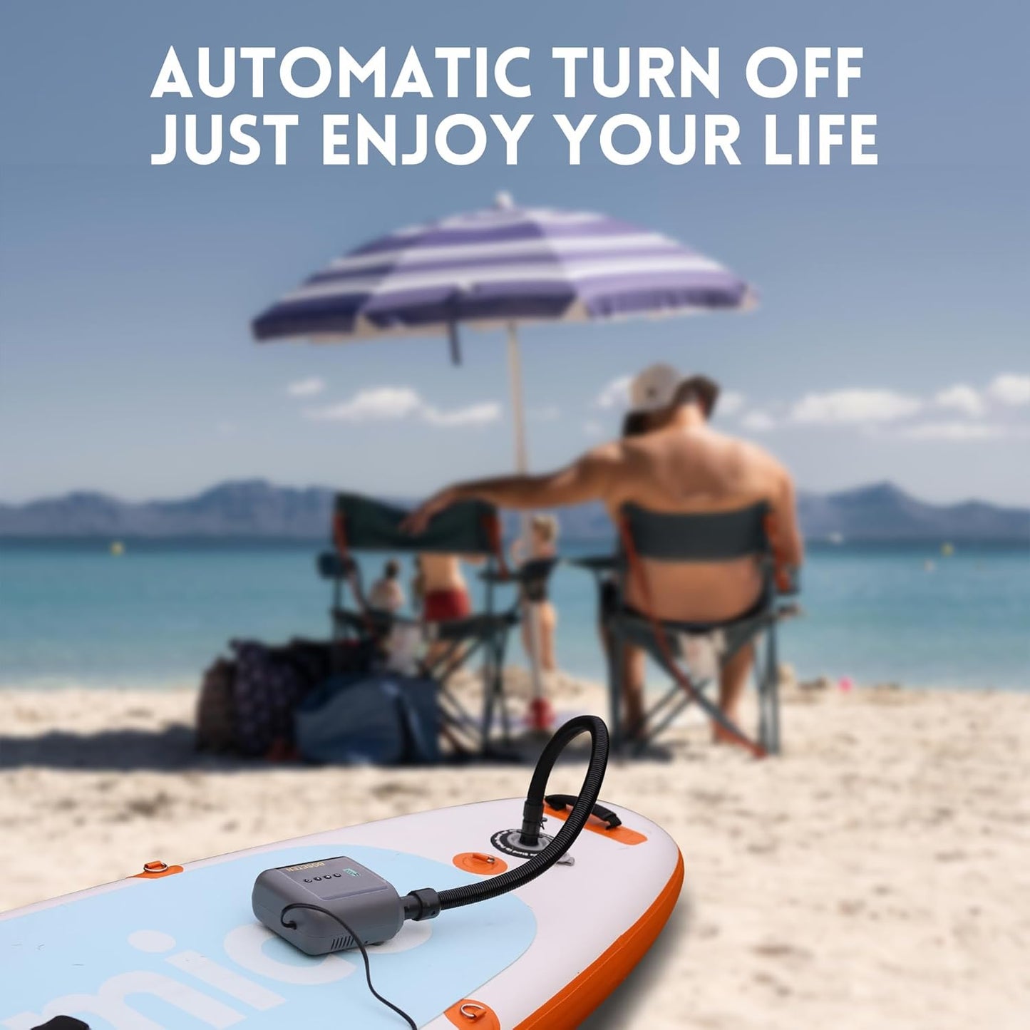 BOSETEN Paddle Board Pump, SUP Electric Air Pump, Deflation Function, Auto-Off, 12V DC Car Connector for Inflatable Stand Up Paddle Board, Kayaks, Boats, Inflators, Paddleboards
