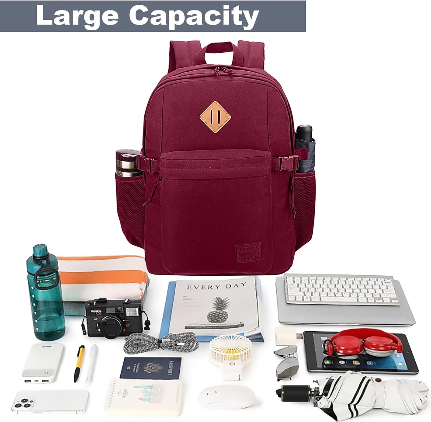 SUPACOOL Lightweight Casual Backpack for Men and Women, Large Backpack for School Boys and Girls
