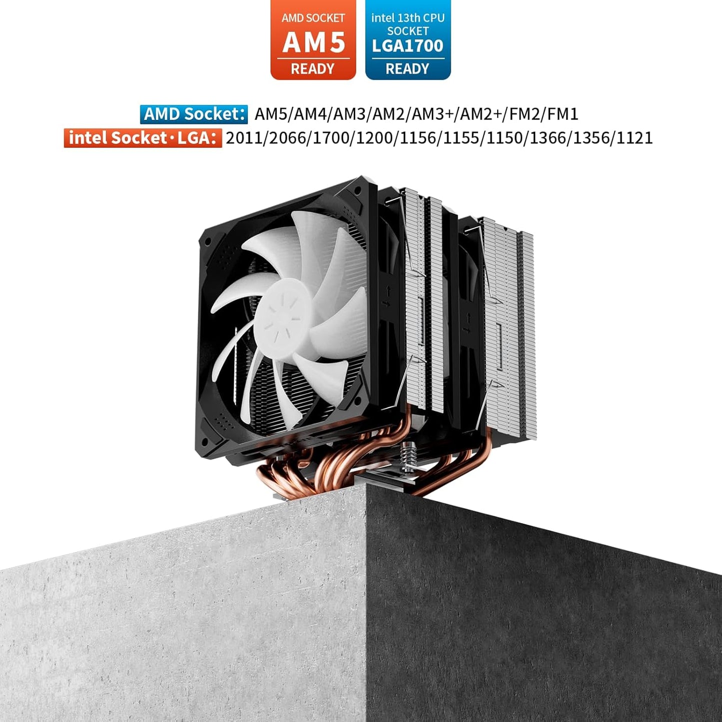 upHere D6SEC CPU Cooler, Intel LGA2011,LGA2066, LGA1700,AMD AM5/AM4/Ryzen 120mm,Dual Towers,5V ARGB