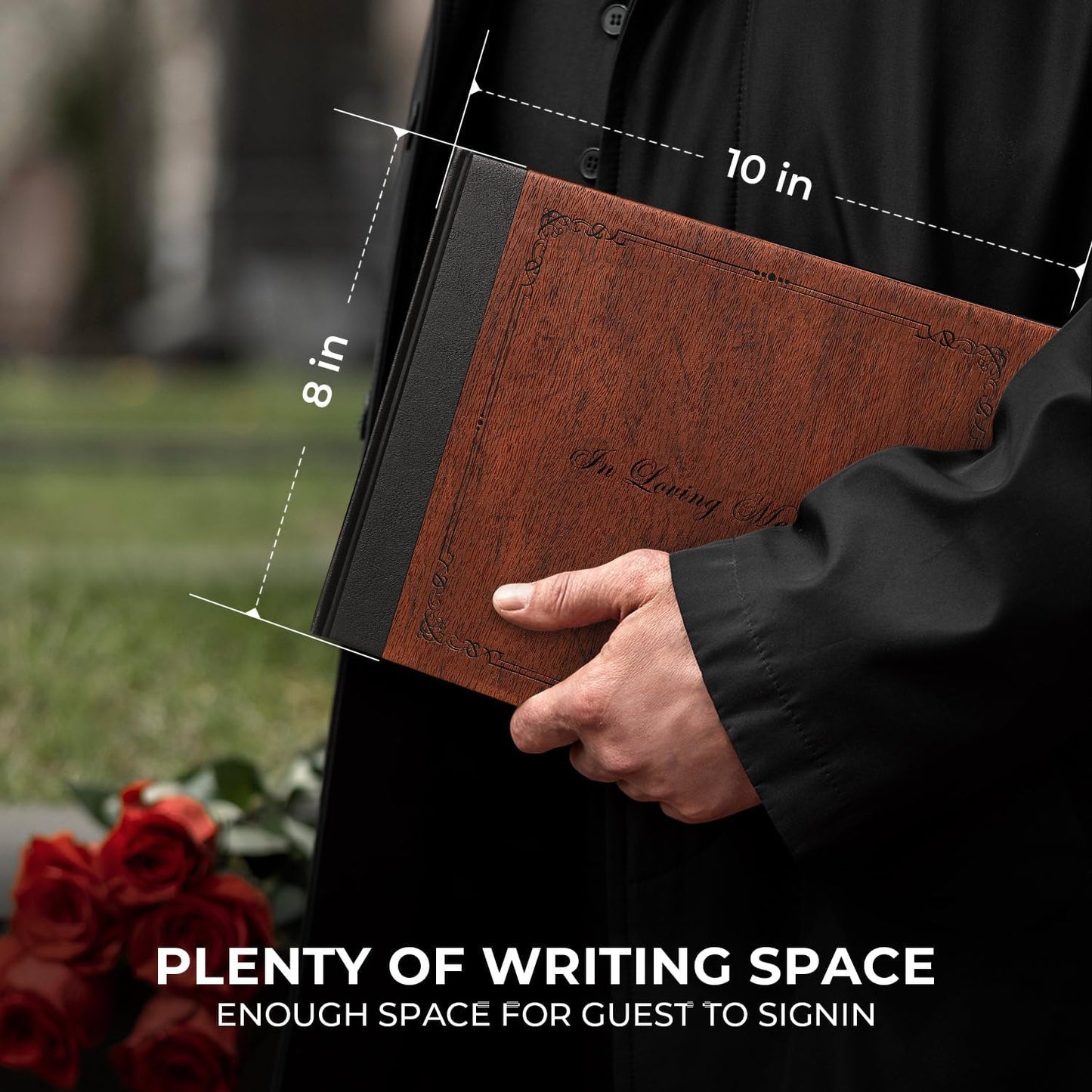 Funeral Guest Book for Memorial Service,Celebration of Life Guest Book for Funeral,Memorial Service Guest Book with 144 Pages, Brown 8X10″
