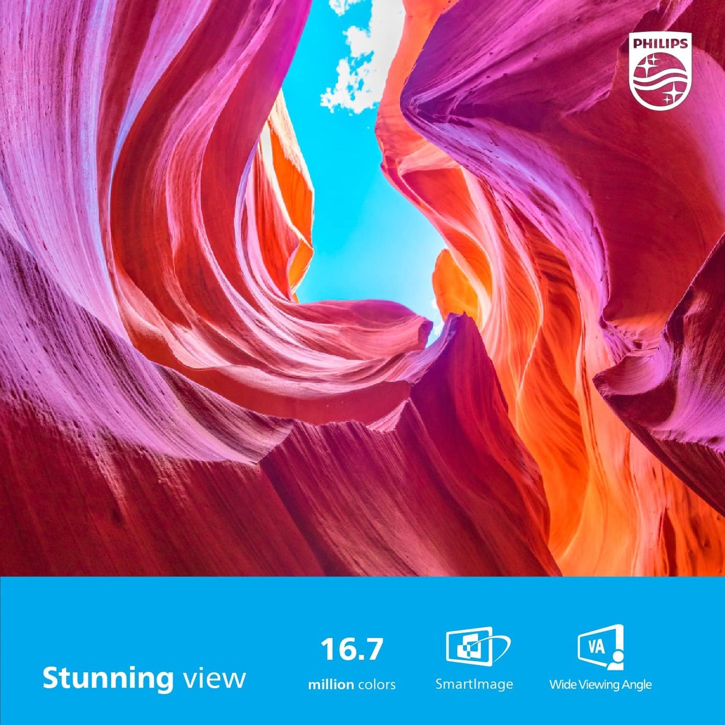 Philips 22 inch Class Thin Full HD (1920 x 1080) 75Hz Monitor, VESA, HDMI & VGA Port, 221V8LN