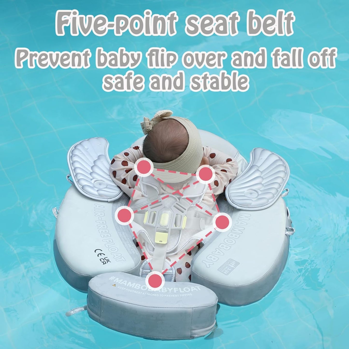 Mambobaby Baby Swim Float with Canopy, Non-Inflatable Solid Baby Float, Upgrade Soft Skin-Friendly Material Infant Swim Float