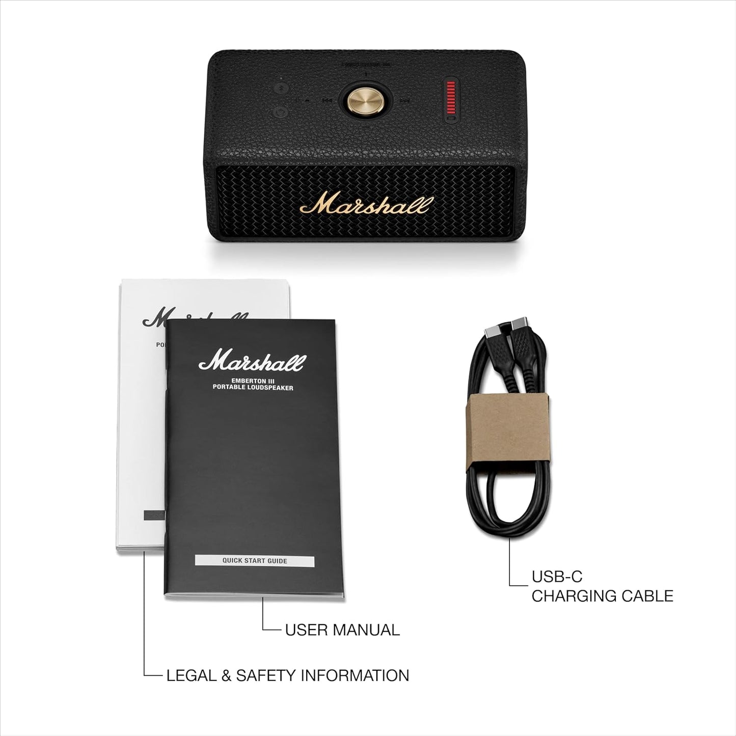Marshall Emberton III Portable Bluetooth Speaker, Wireless, IP67 Rating Dust & Water Resistant, 32+ Hours Playtime, Quick Charge - Black & Brass