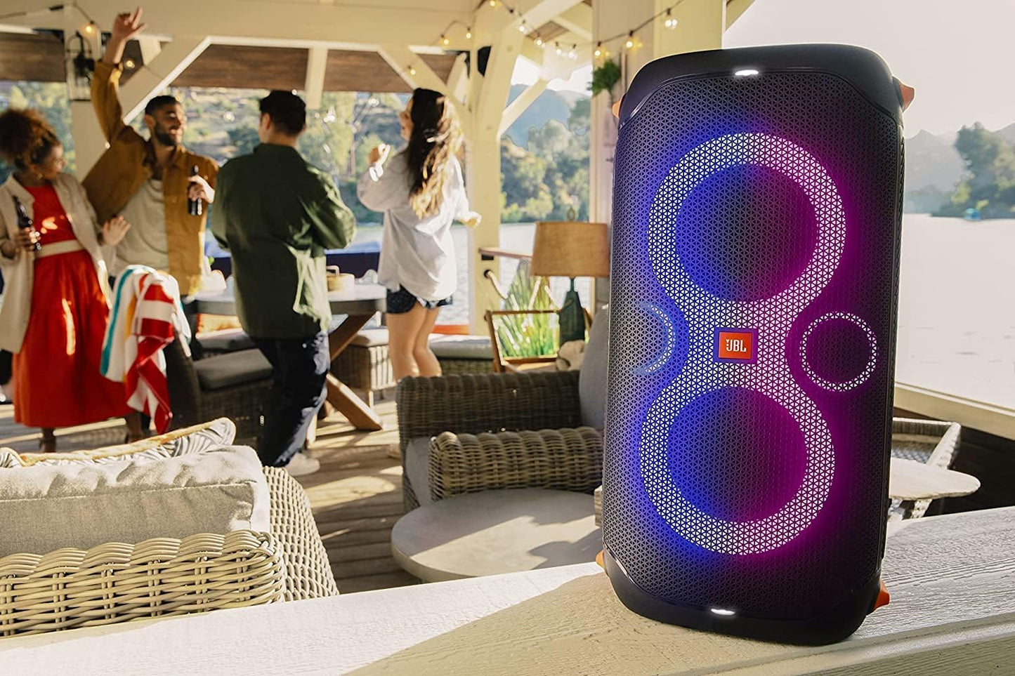 JBL PartyBox 110 Portable Party Speaker with 160W Powerful Sound, Built-in Lights, Up to 12 Hours of Playtime and IPX4 Splashproof Design - Black