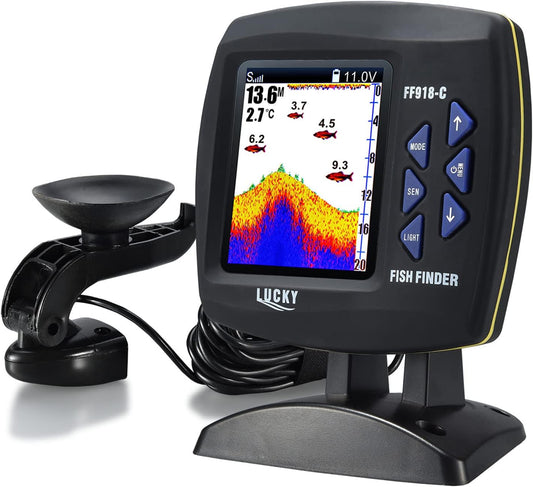 Fish Finder Wired Transducer Sensor Fishfinder 45 Degrees Underwater Fishing Camera Portable Fish Finder Waterproof Underwater Monitor LCD Fish Locator Boat Fishfinder Fish Detector