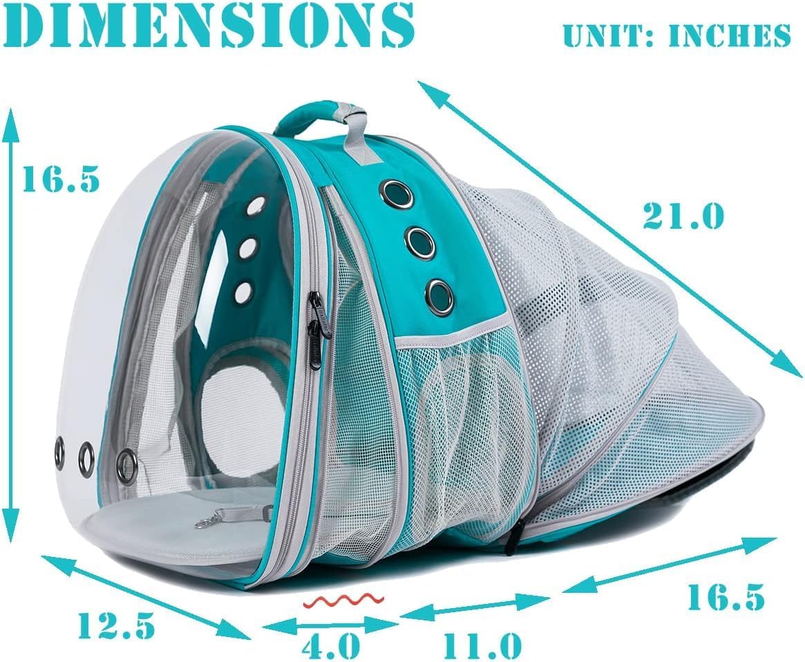 LAIRIES Dual Expandable Cat Backpack Carrier Front & Back Extension Pet Backpack Carrier, Fit up to 20 lbs, Bubble Capsule Dog Backpack Travel, Hiking & Outdoor Backpack (CL-Star Blue, Dual Extension)