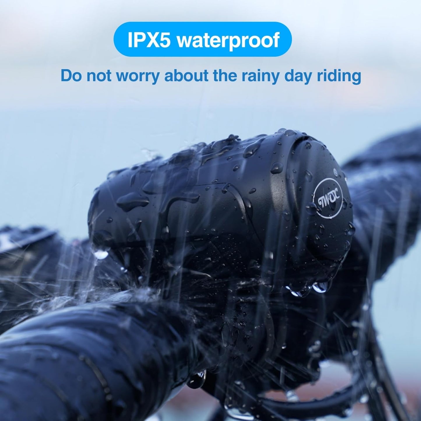 Electric Bike Horn with Control Buttons, Black, Waterproof Design