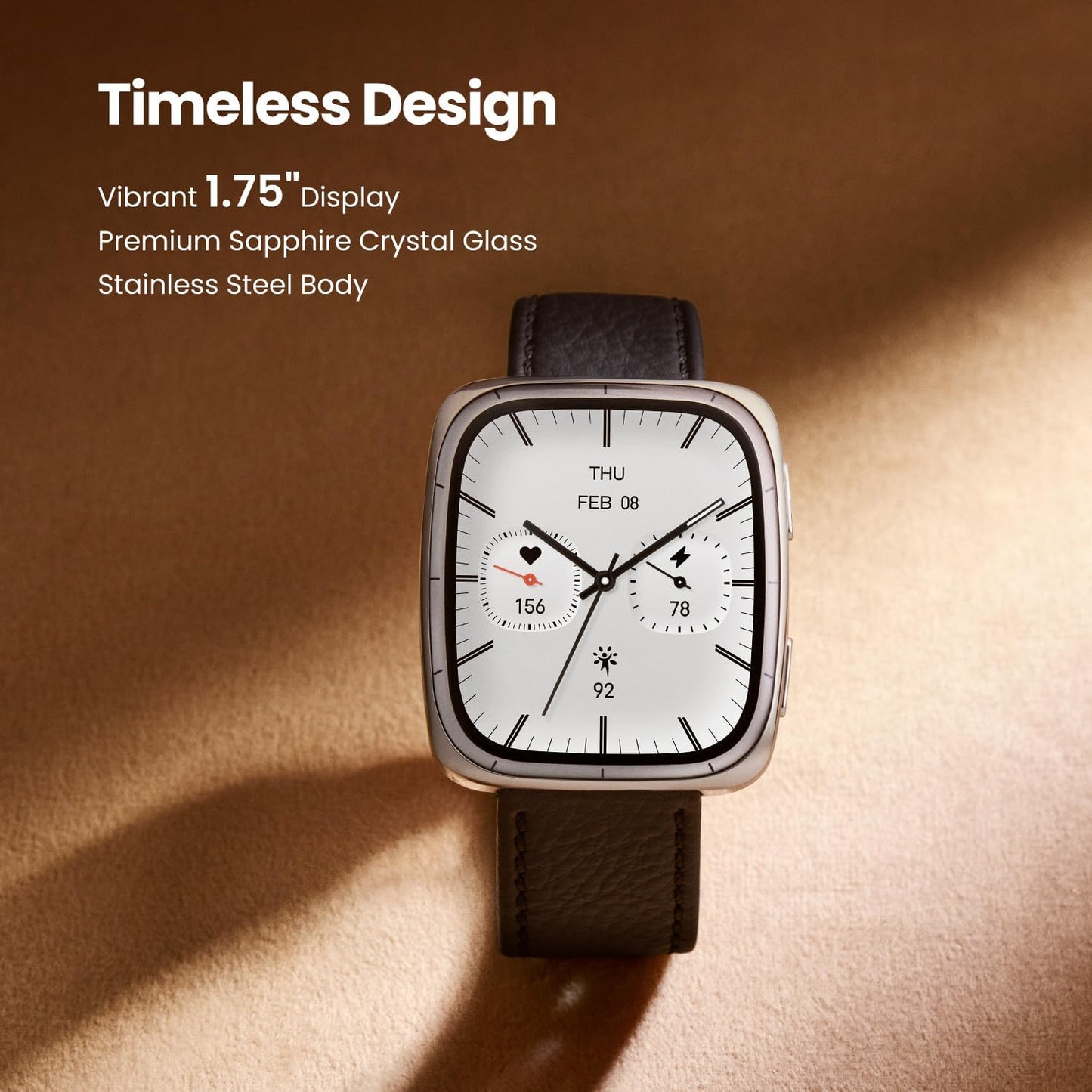 Amazfit Active 2 Smart Watch 1.75" AMOLED Display, Offline Maps with GPS, 10 Day Battery, 160+ Sport Modes, Water Resistant, Heart Rate & Sleep Fitness Tracker for Android & iPhone, Black Leather