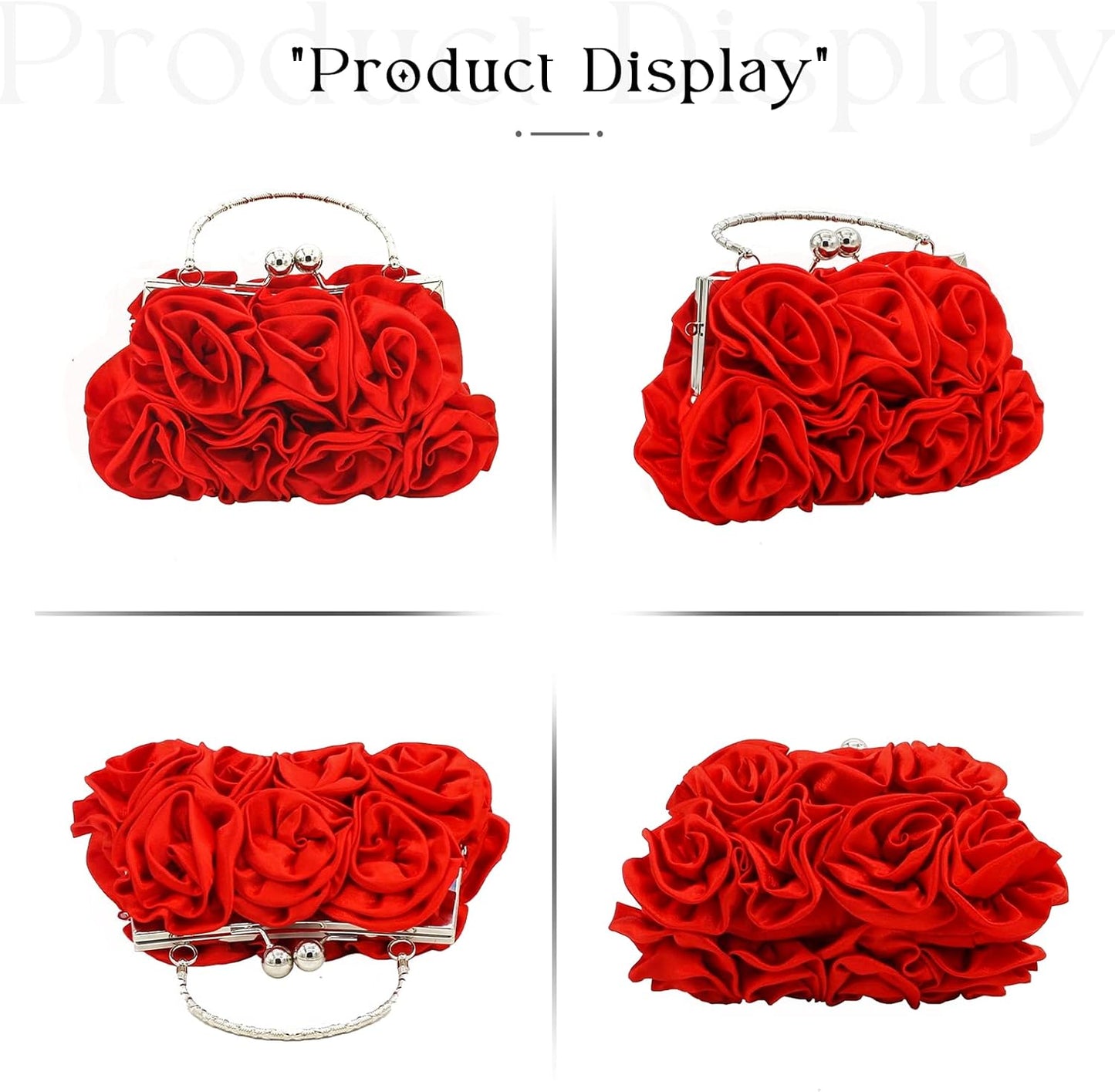JAMBHALA Women Evening Clutch Bag Floral Satin Purses with Detachable Strap for Wedding, Party, Prom