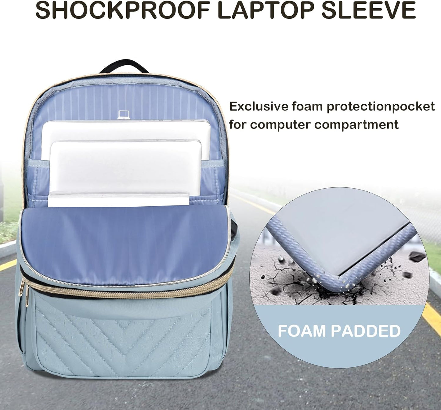 VANKEAN Laptop Backpack for Women Men Work Laptop Bag Fashion with USB Port, Daypacks for College, Business (Black, 15.6 Inch)
