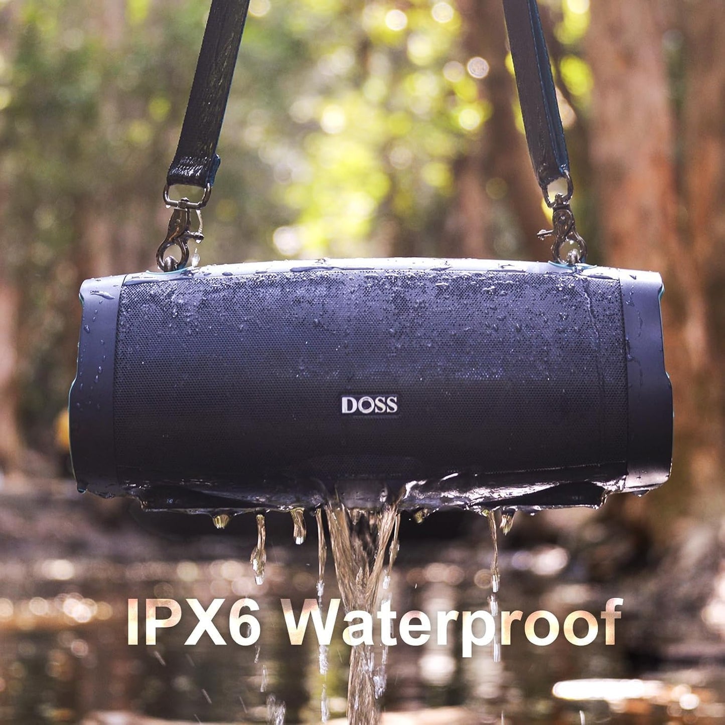 DOSS Extreme Boom Pro D100 Bluetooth Speaker with 140W Peak, 70W Bold Sound, Extra Bass, 24H Playtime, Beat-Sync Lights, IPX6 Waterproof, Portable Strap for Hiking, Camping-Orange