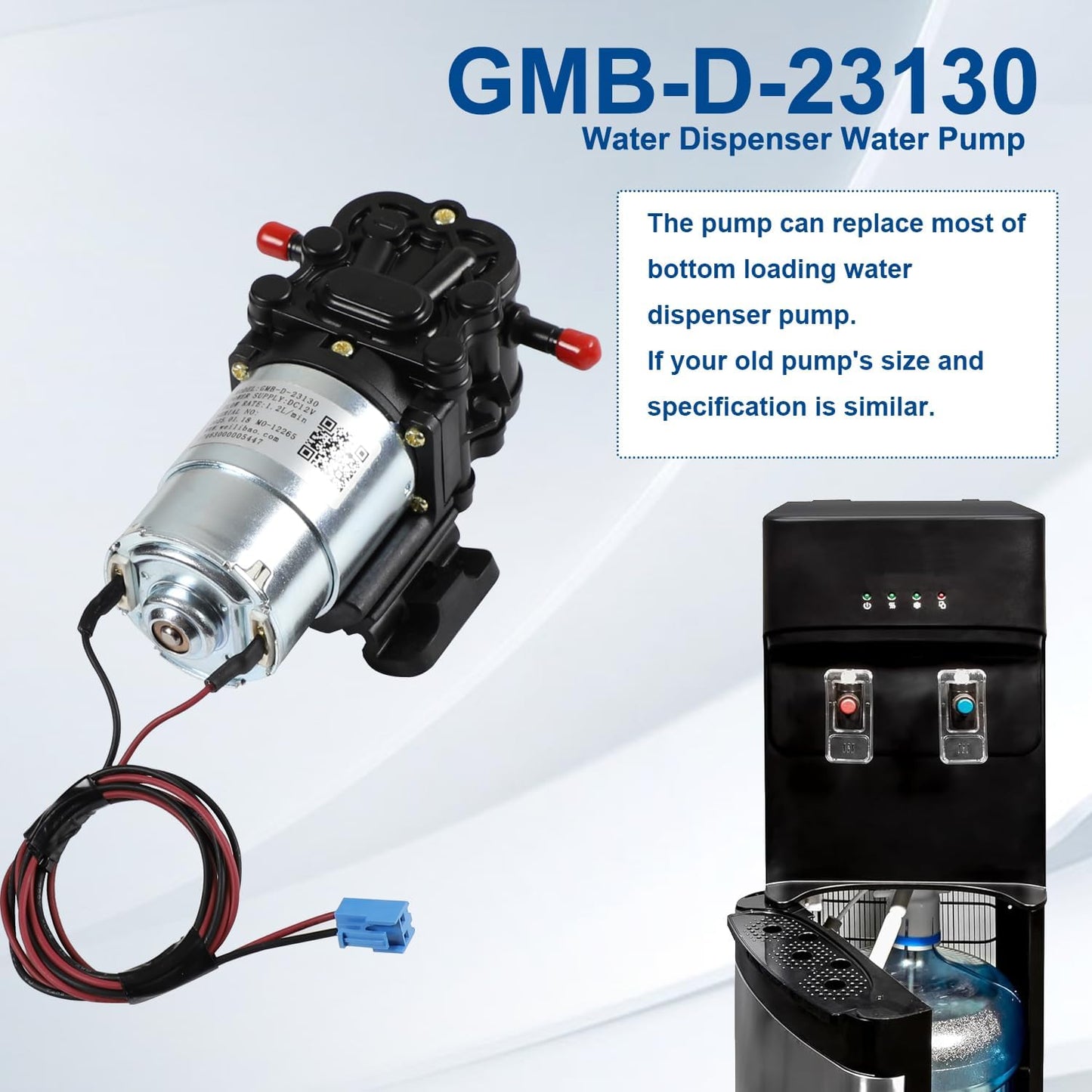GMB-D-23130 Water Pump Compatible with Midea Avalon Primo Brio Water Dispenser 1.2L/min DC12V, Replaces DP005A2 MO-12265 Bottom Loading Bottled Water Cooler Dispenser