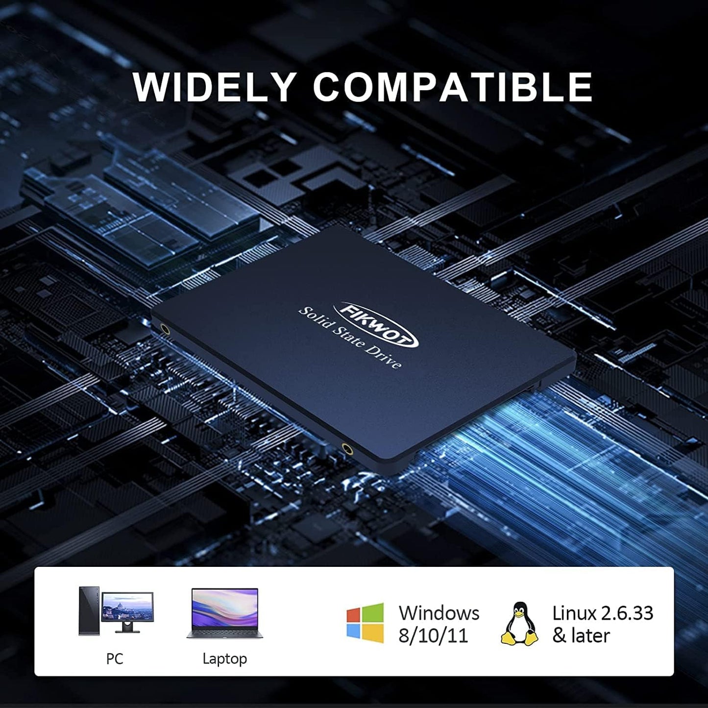 Fikwot FS810 2TB SSD, 2.5" SSD SATA III 6Gb/s, Solid State Drives, Up to 560MB/s, 3D NAND TLC, Internal SSD for Desktops and Laptops(Black)