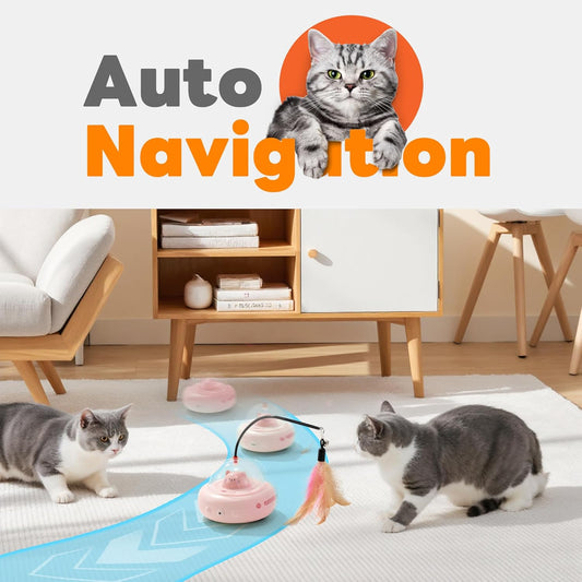 Li & Zhao Cat Laser Toy Automatic - Laser Cat Toys for Indoor Cats 2 in 1 Cat Laser Pointer Toy Interactive Cat Toy Electronic Cat Toy Rechargeable Moving Feather Cat Wand for Bored Cats Kittens - PuriLite
