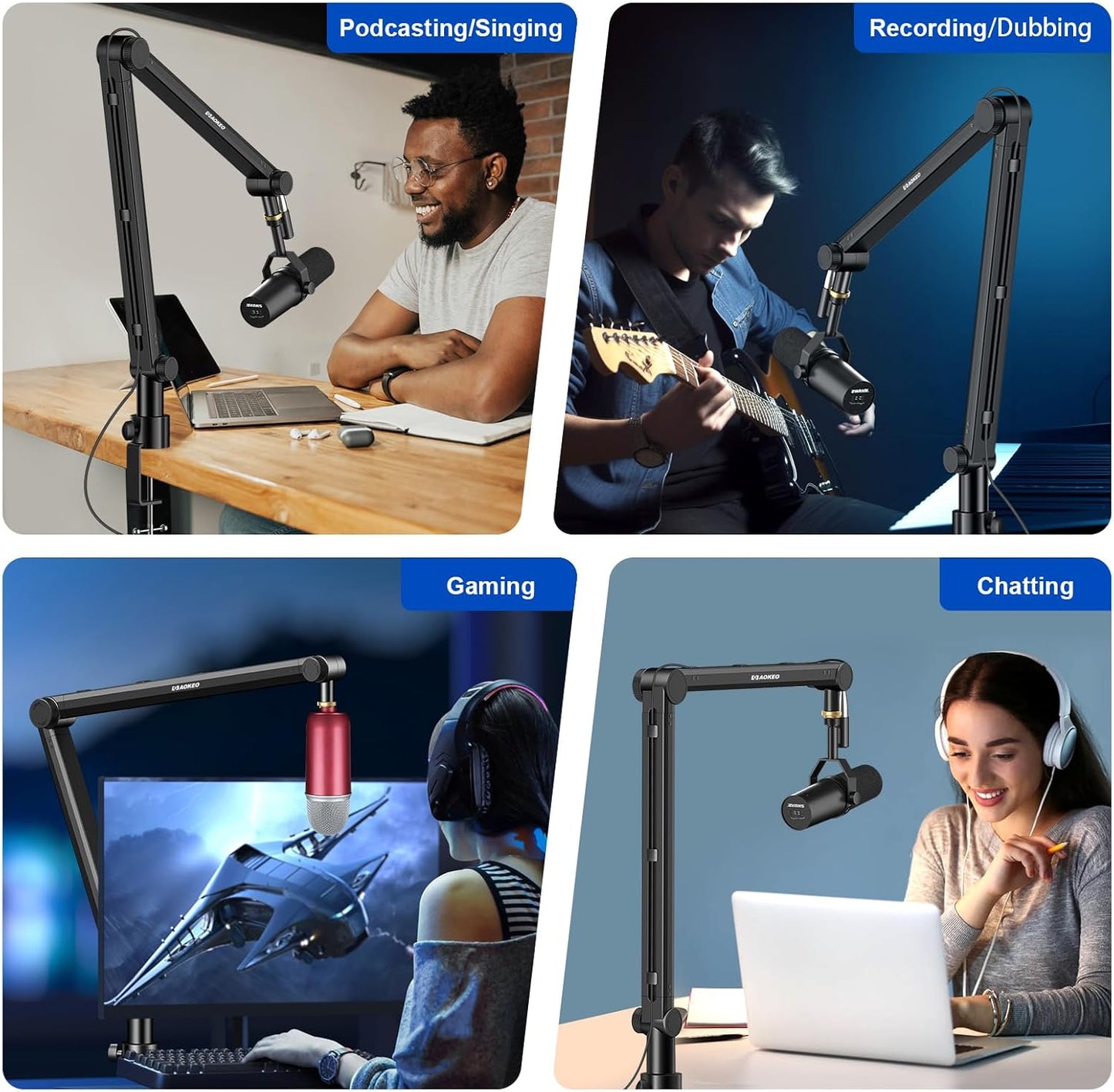 Microphone Arm,Aokeo AK-35 Microphone Desk Stand-Microphone Suspension Boom Scissor Arm Stand For Blue Yeti,Blue Snowball iCE,QuadCast,Elgato