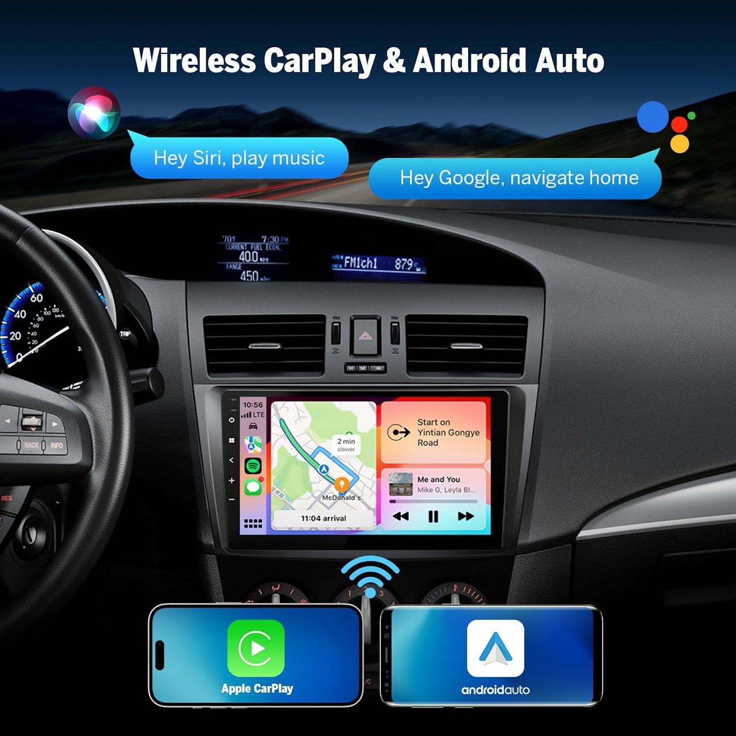 Eonon Android 13 Radio Compatible with Mazda 3 2010 2011 2013 2013 CarPlay & Android Auto, 2GB+32GB, Car Stereo for 2010-2013 Mazda 3 Headunit, 9'' IPS Screen, Bluetooth 5.4, Backup Camera-M3BLA13