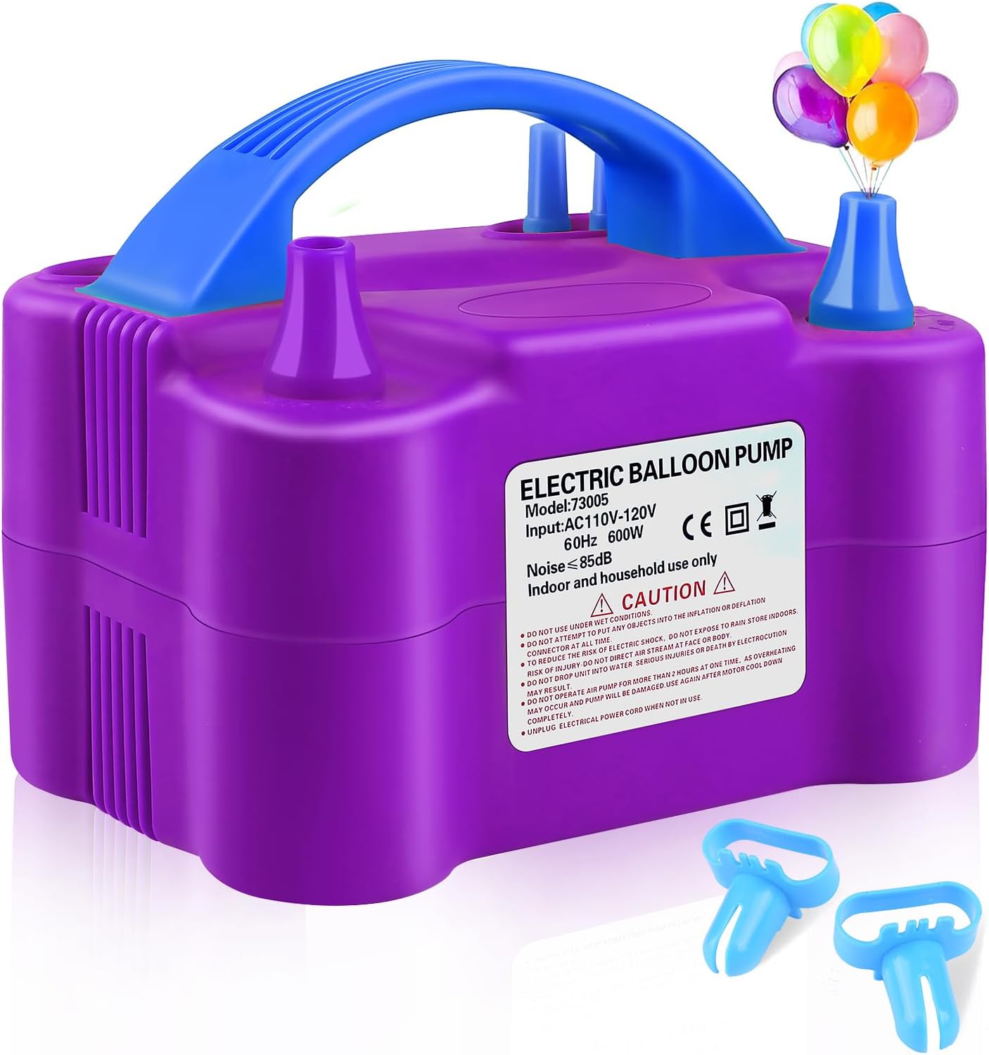 Electric Balloon Pump,Balloon Inflator, Dual Nozzle Electric Air Pump,Balloon Pump Balloons Blower 110V 600W for Party Decoration with Gifts:2 Balloon Tying Tools (Rose red)