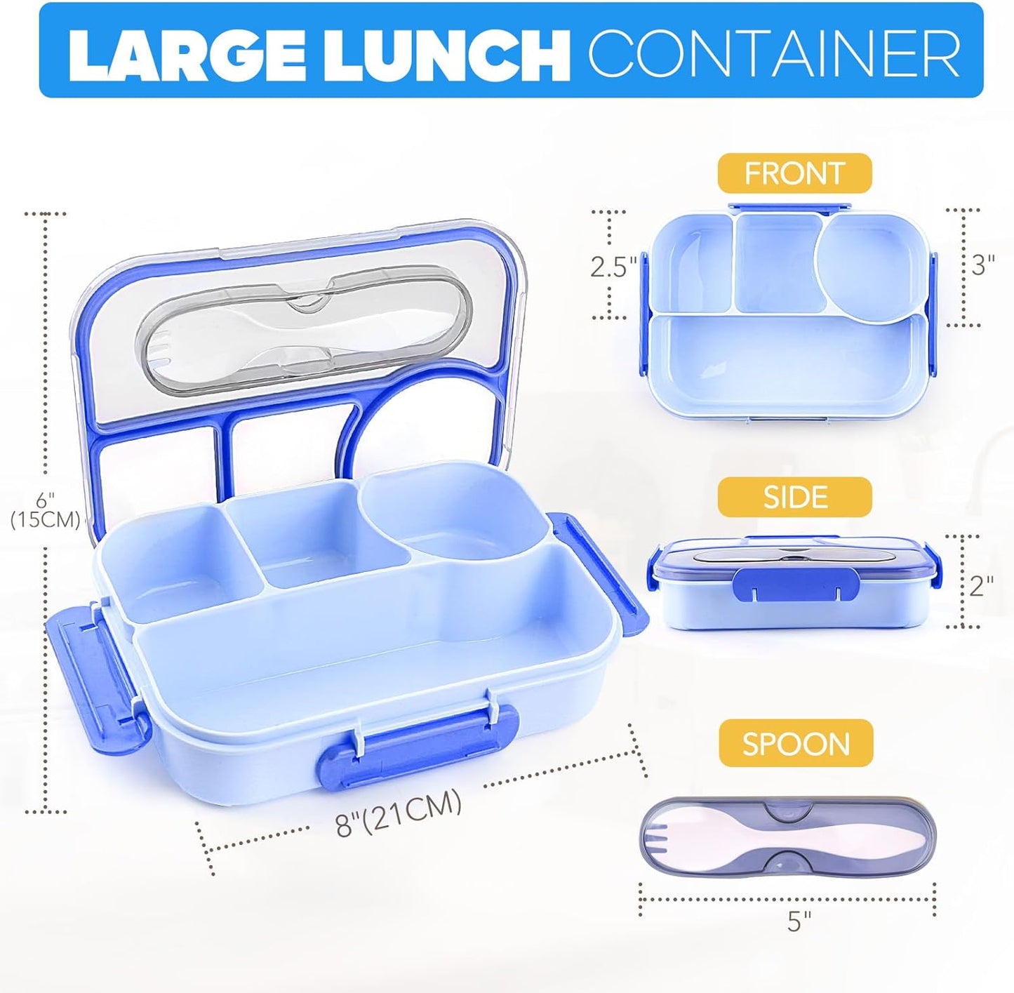 Bento Box Adult Lunch Box with 4-Compartment Leakproof Lunch Containers Microwave and Dishwasher Safe Bento Box with Spoon