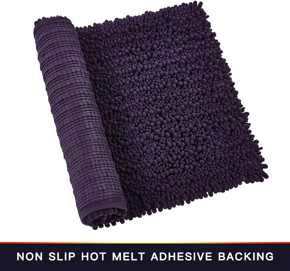 Walensee Bathroom Rug Non Slip Bath Mat (24x17 Inch Blush) Water Absorbent Super Soft Shaggy Chenille Machine Washable Dry Extra Thick Perfect Absorbant Best Small Plush Carpet for Shower Floor